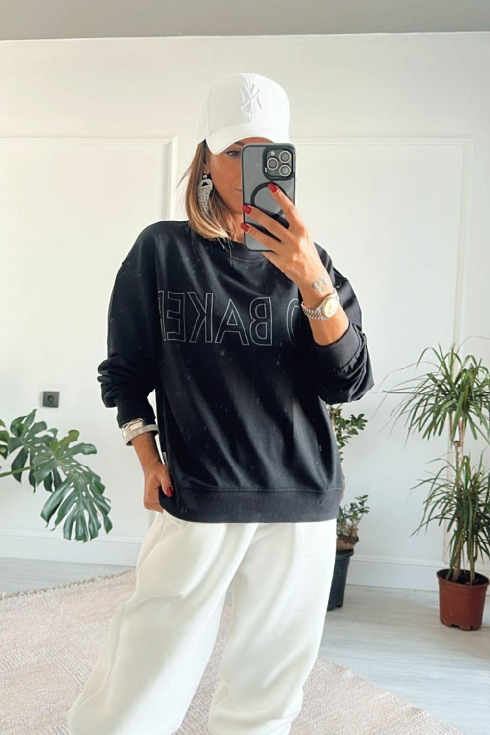 Baskılı Sweat Siyah