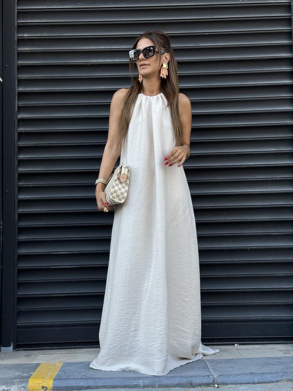 Boyundan Bglamalı Elbise Taş