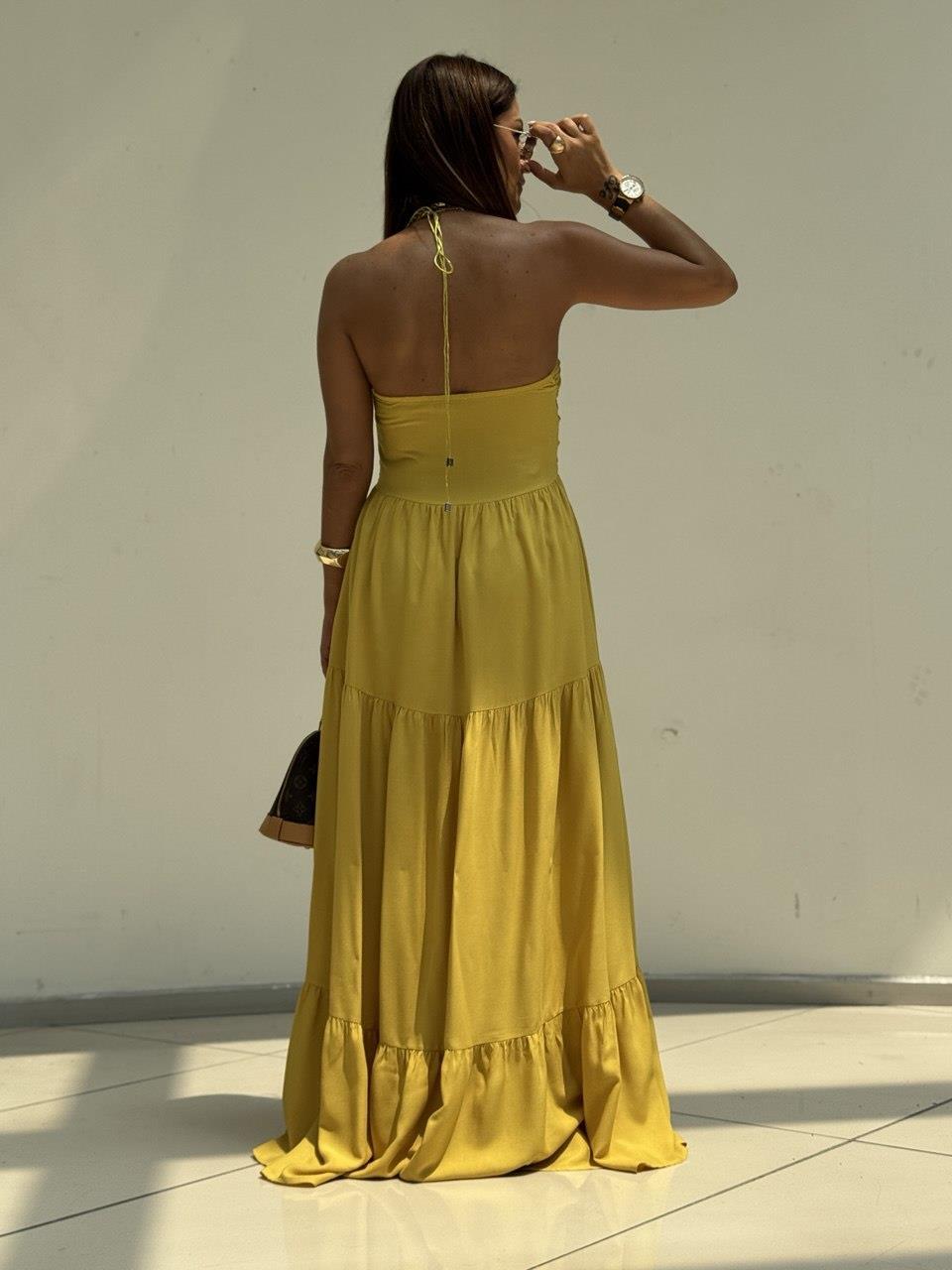 Büzgü Detaylı Elbise Olive