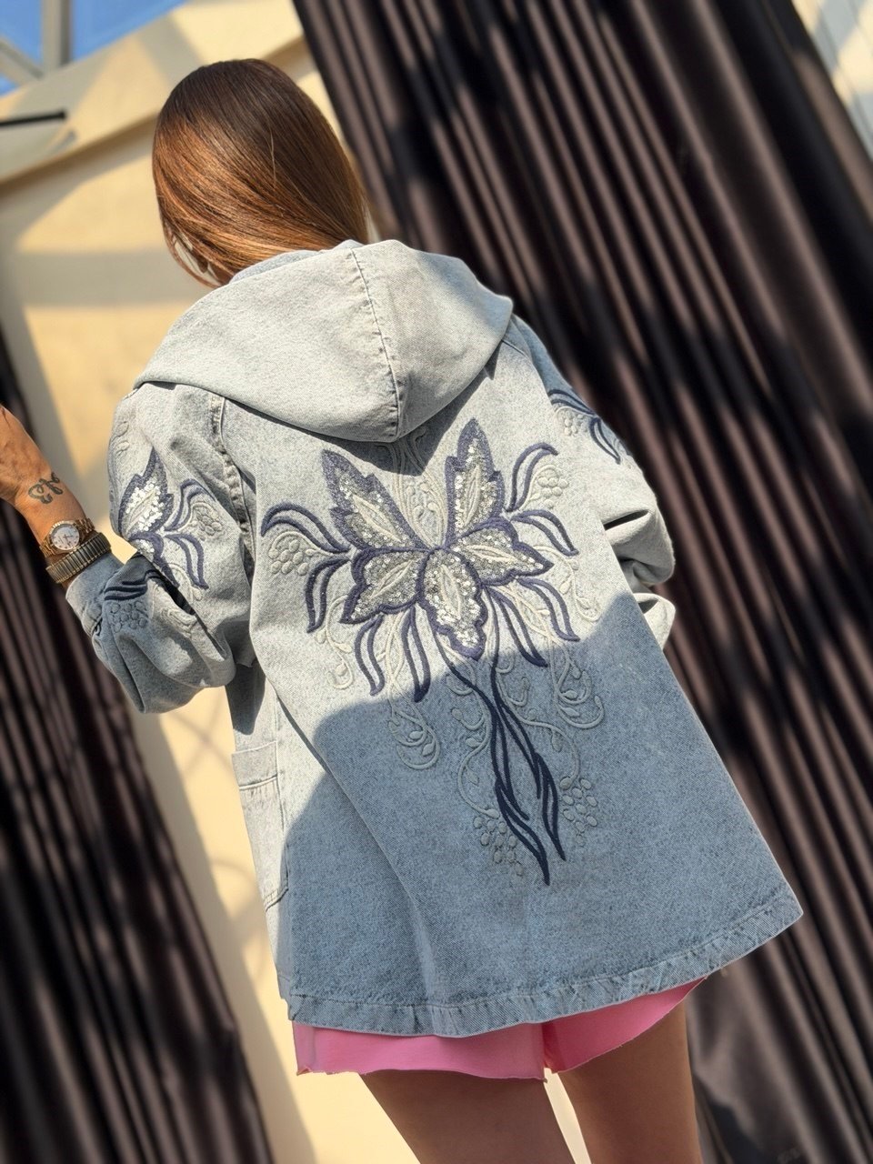 Denim Kapişonlu Ceket