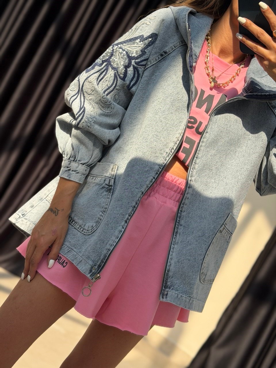 Denim Kapişonlu Ceket