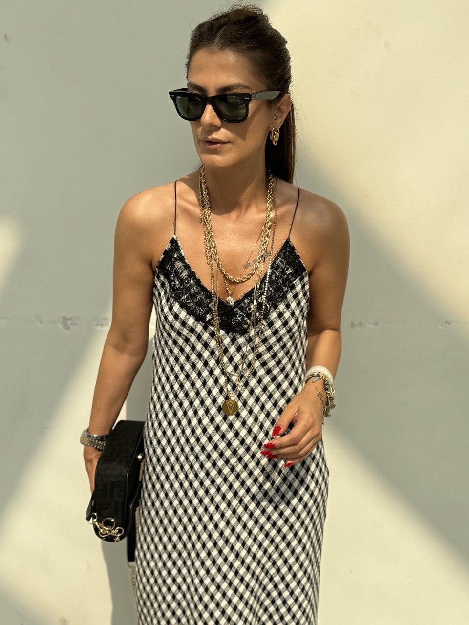 Ekose Askılı Elbise