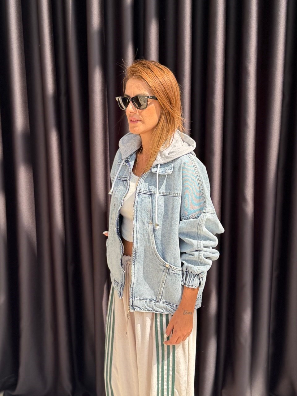 Kapişon Detaylı Denim Ceket