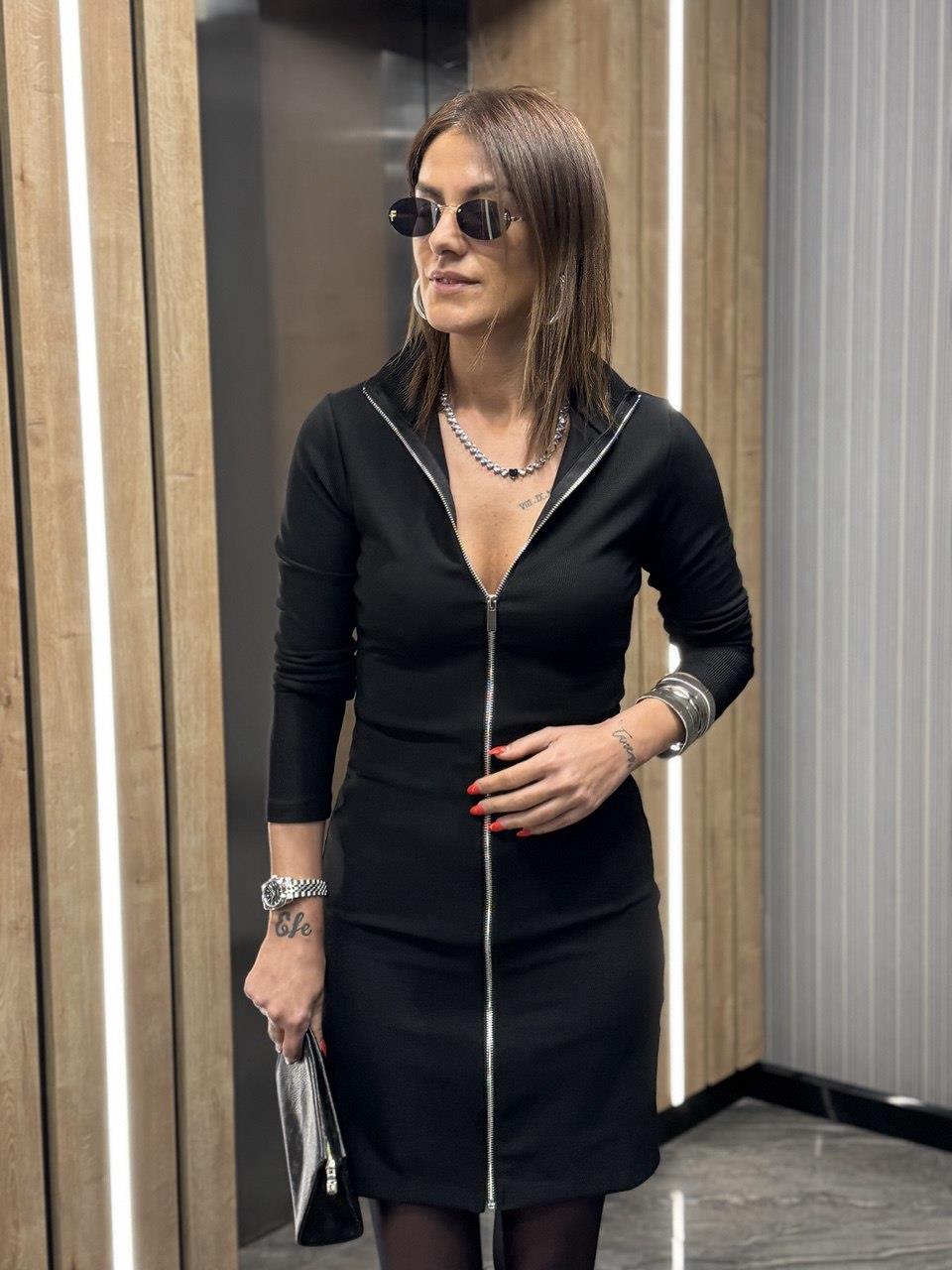 Kaşkorse Fermuarlı Elbise