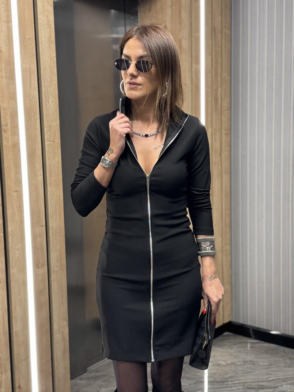 Kaşkorse Fermuarlı Elbise