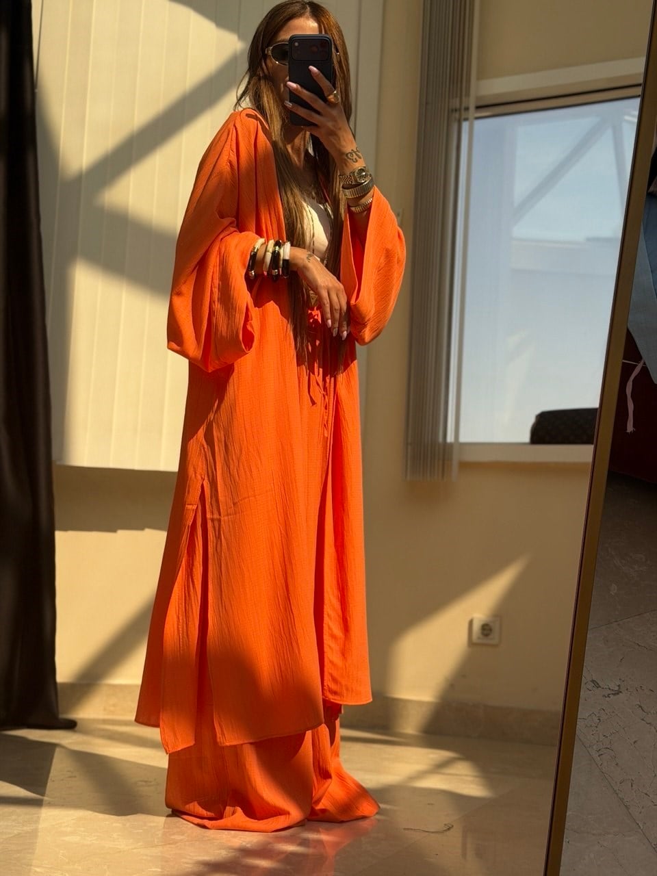 Kimonolu Pantolonlu Takım Orange