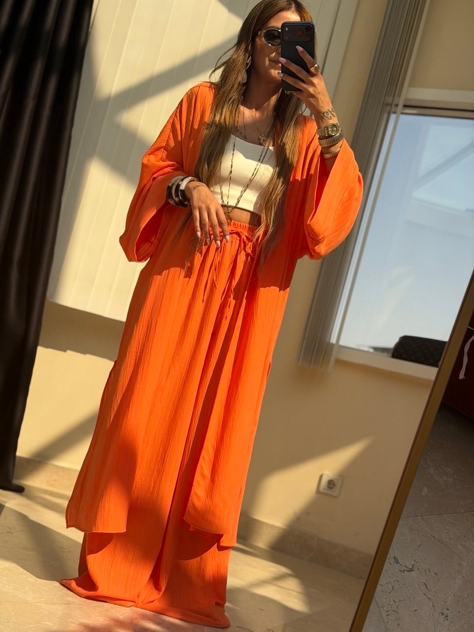 Kimonolu Pantolonlu Takım Orange