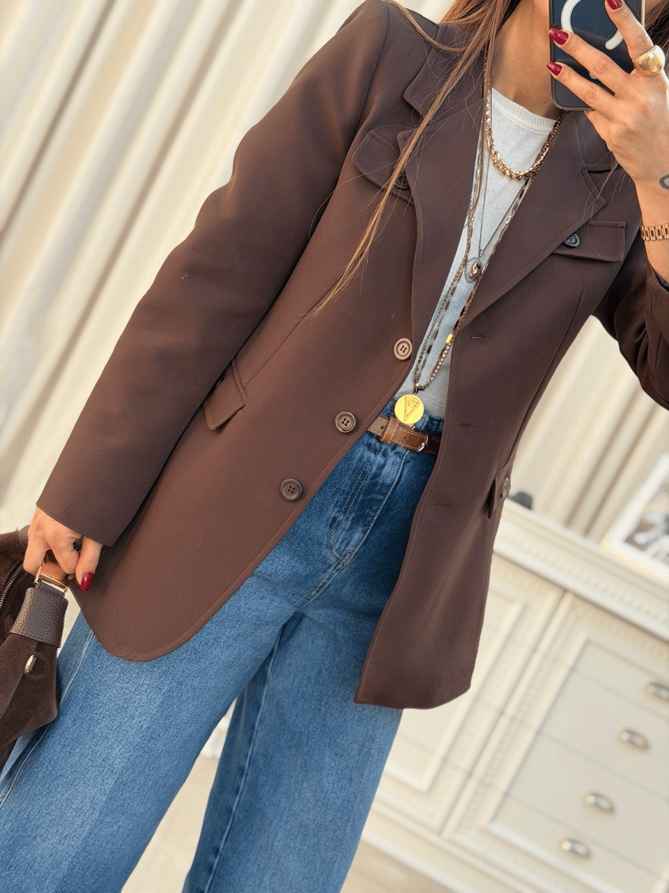 Marka Model Slim Ceket Kahve