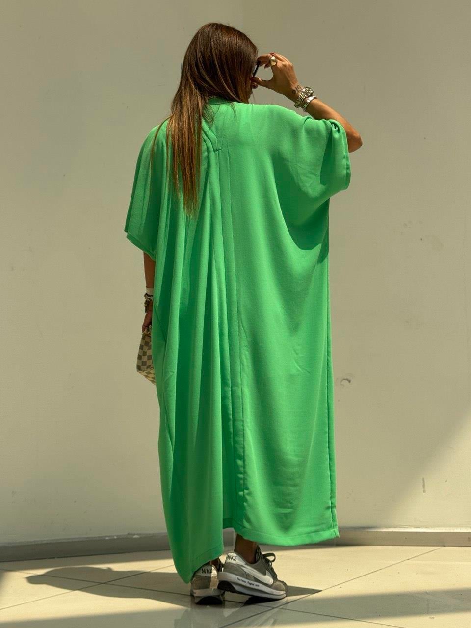 Marka Önden Dügmeli Yeşil Kimono
