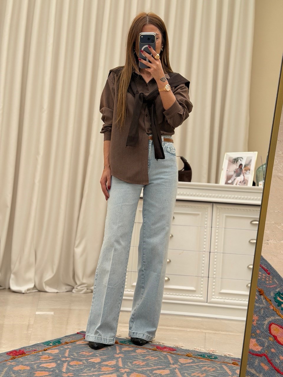Mavi Paça Dikiş Detaylı Buz Straight Jean
