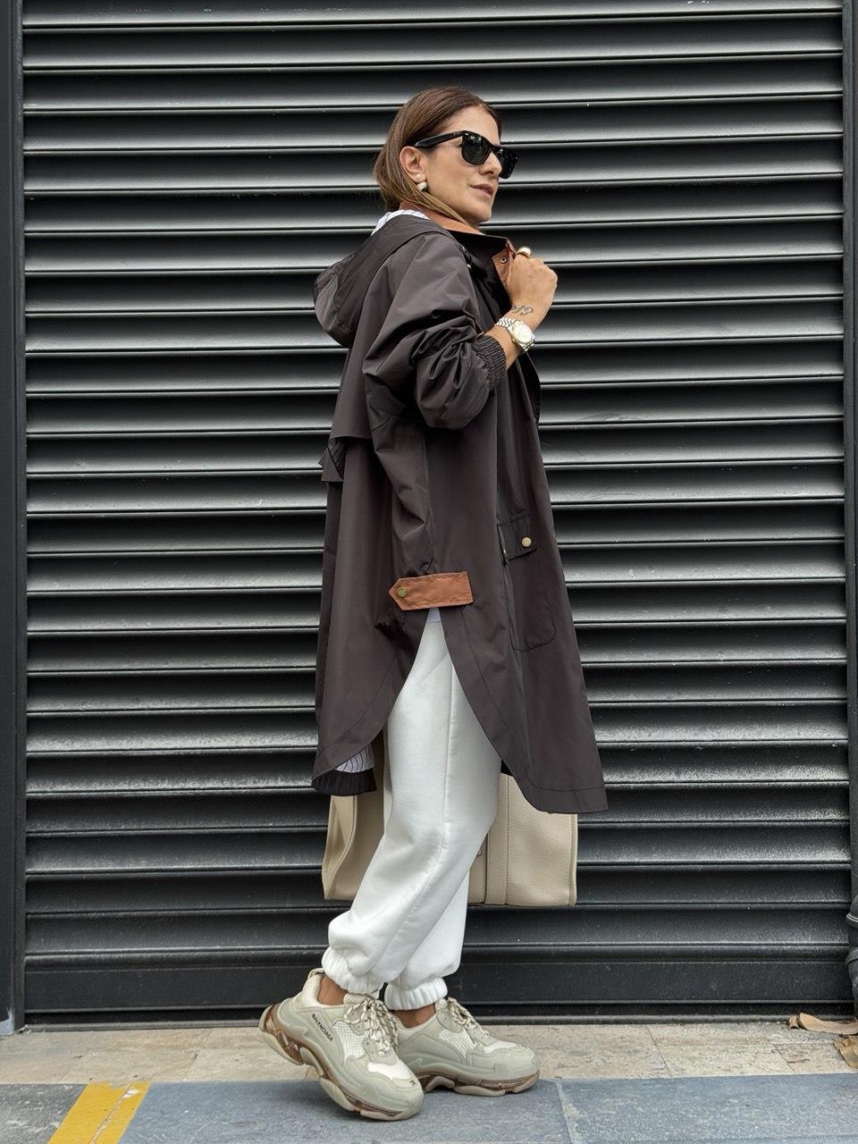 Oversize Tasarım Trenç Kahve
