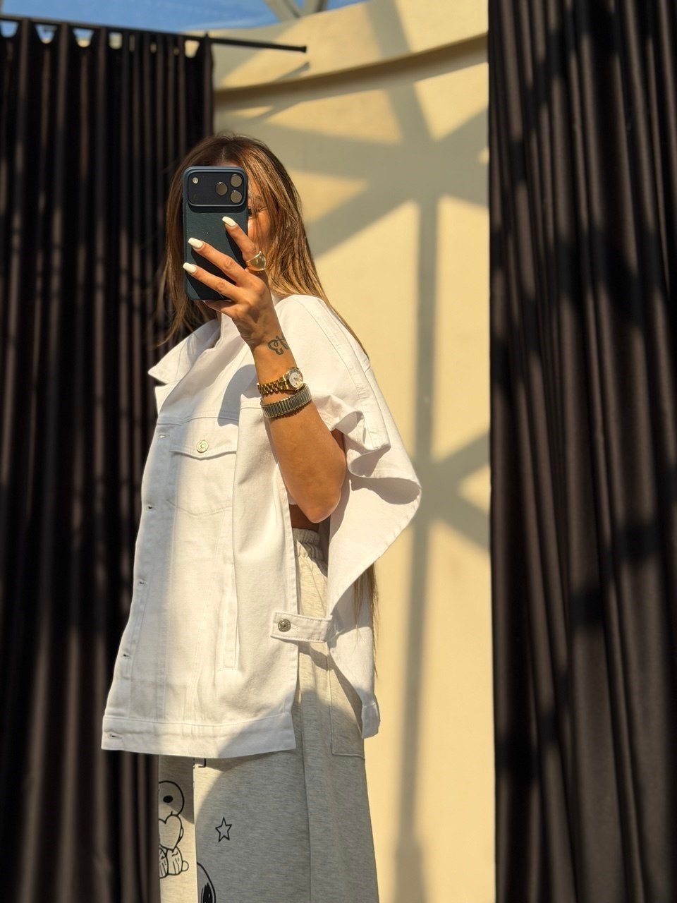 Panço Denim Yelek Beyaz