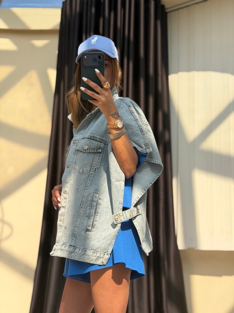 Panço Denim Yelek Mavi