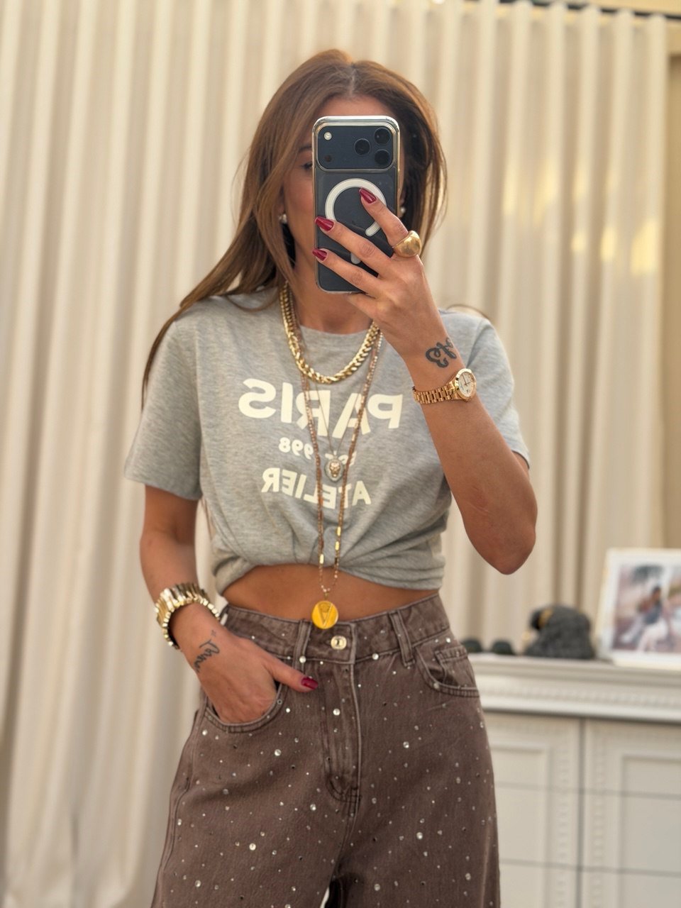Paris Tshirt Melanj Gri