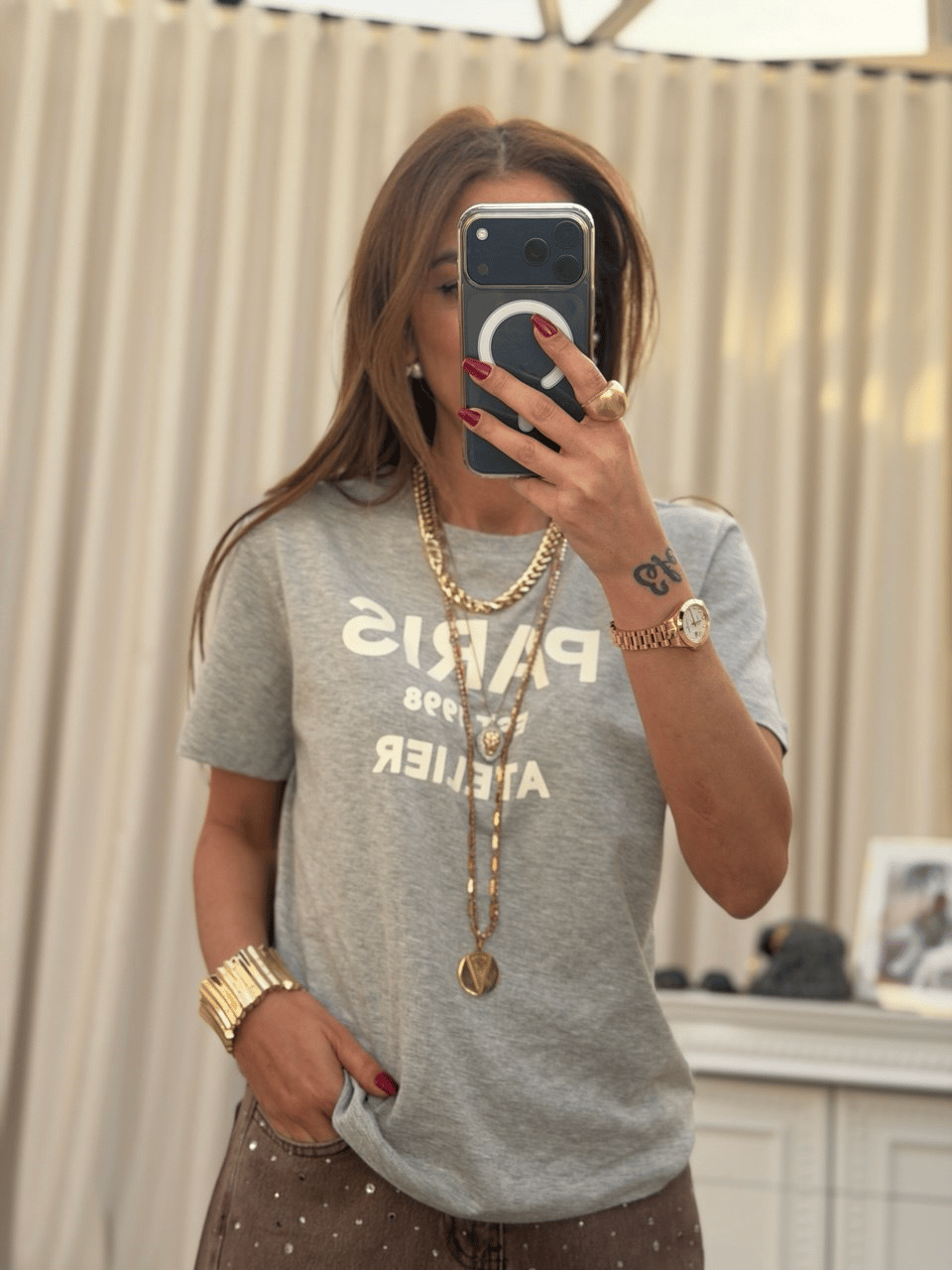 Paris Tshirt Melanj Gri