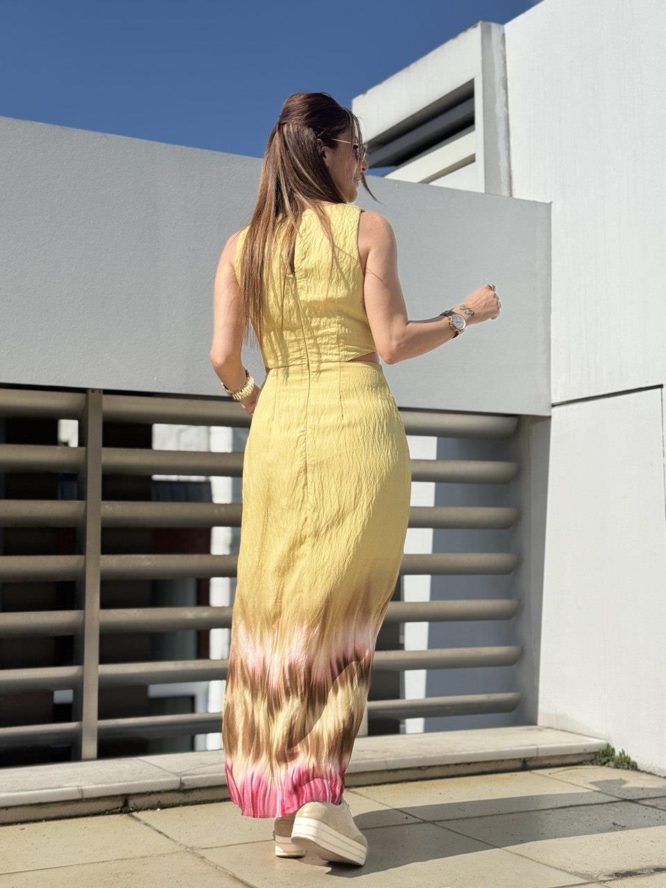 Pencere Detaylı Boncuklu Elbise