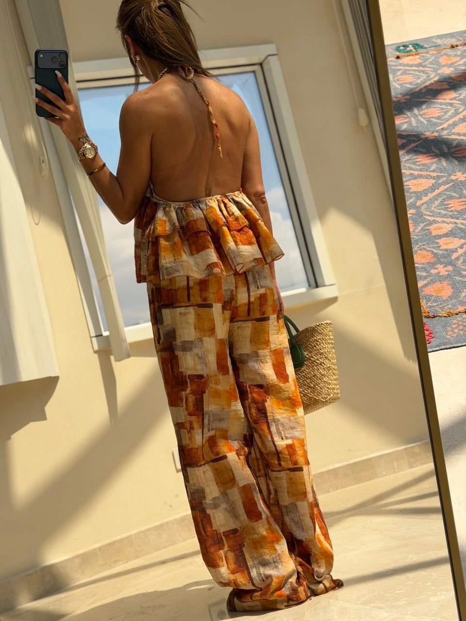 Sırt Dekolteli  Pantolon Takım Orange