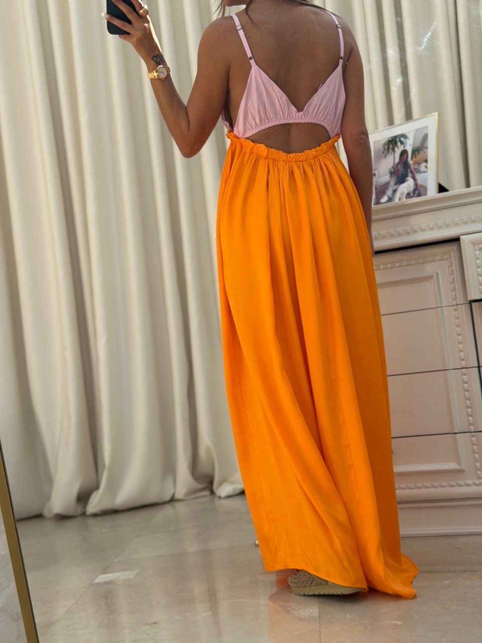 Sırt Pencere Detaylı Elbise Orange
