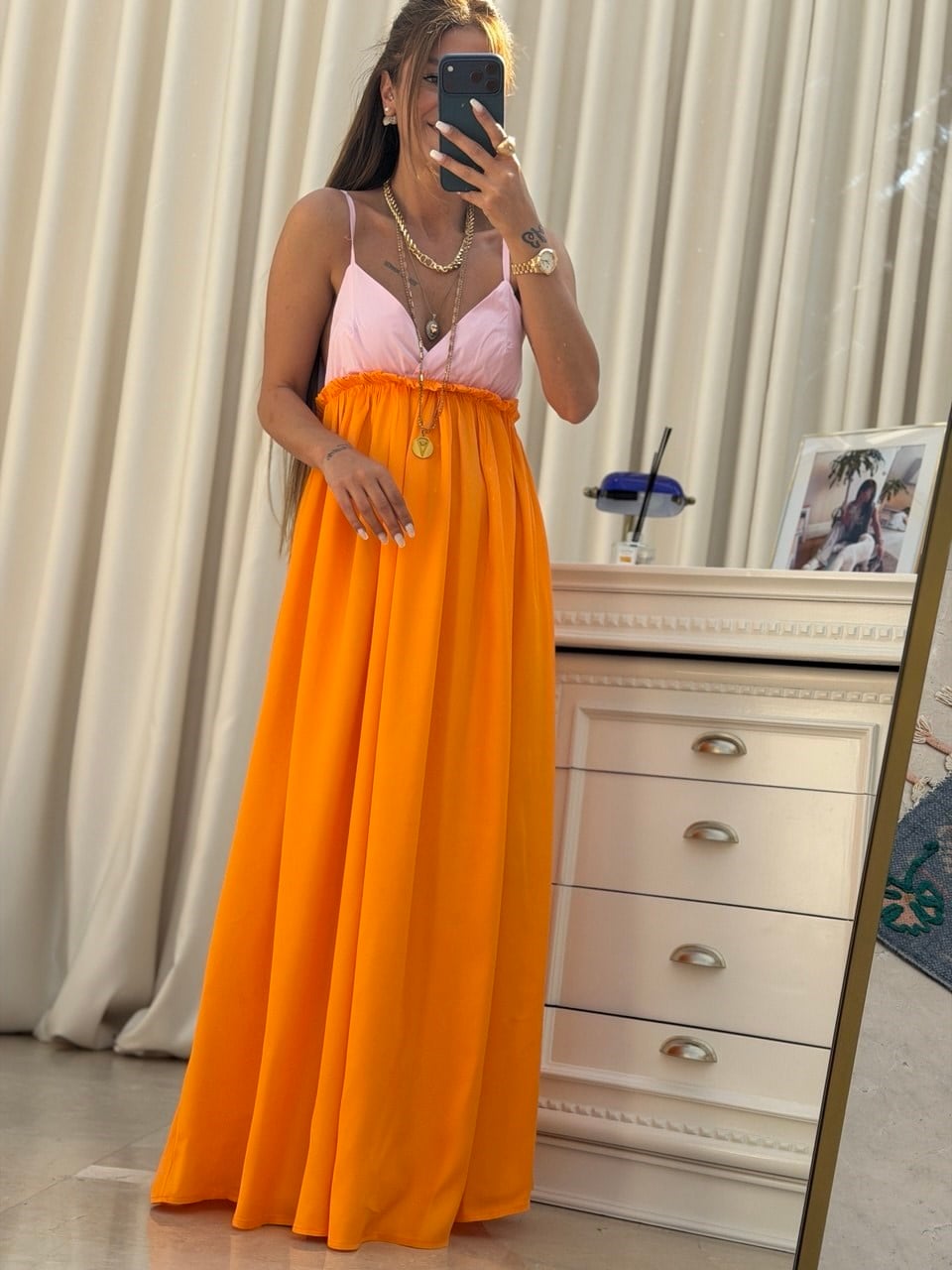 Sırt Pencere Detaylı Elbise Orange