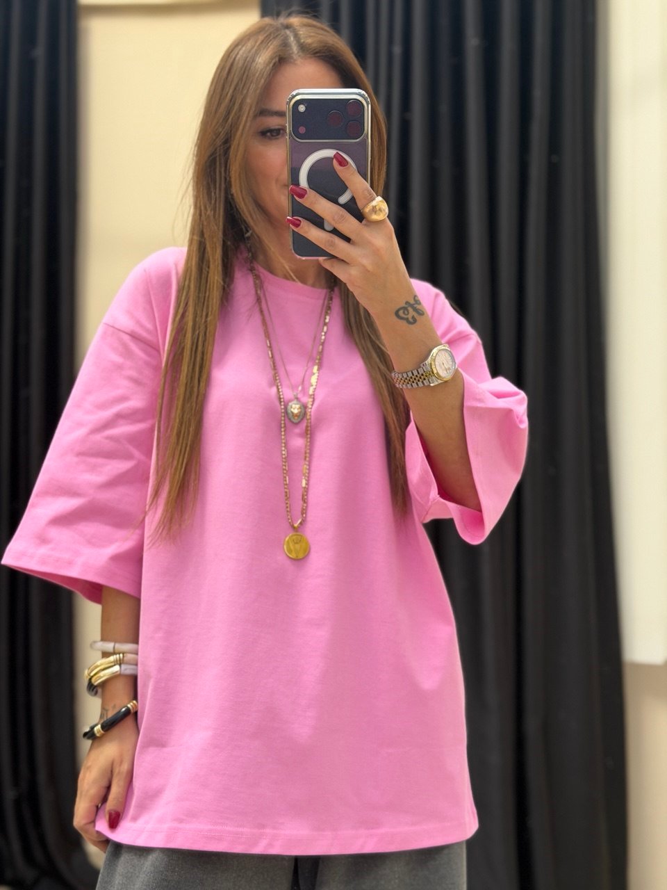Truvakar Kol Oversize Tshirt Pembe
