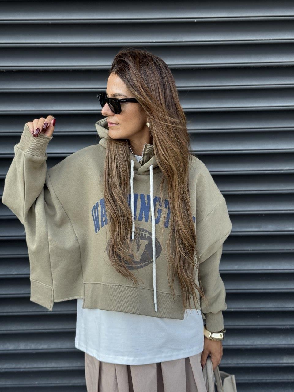 Yarasa Kol  Sweatshirt Haki