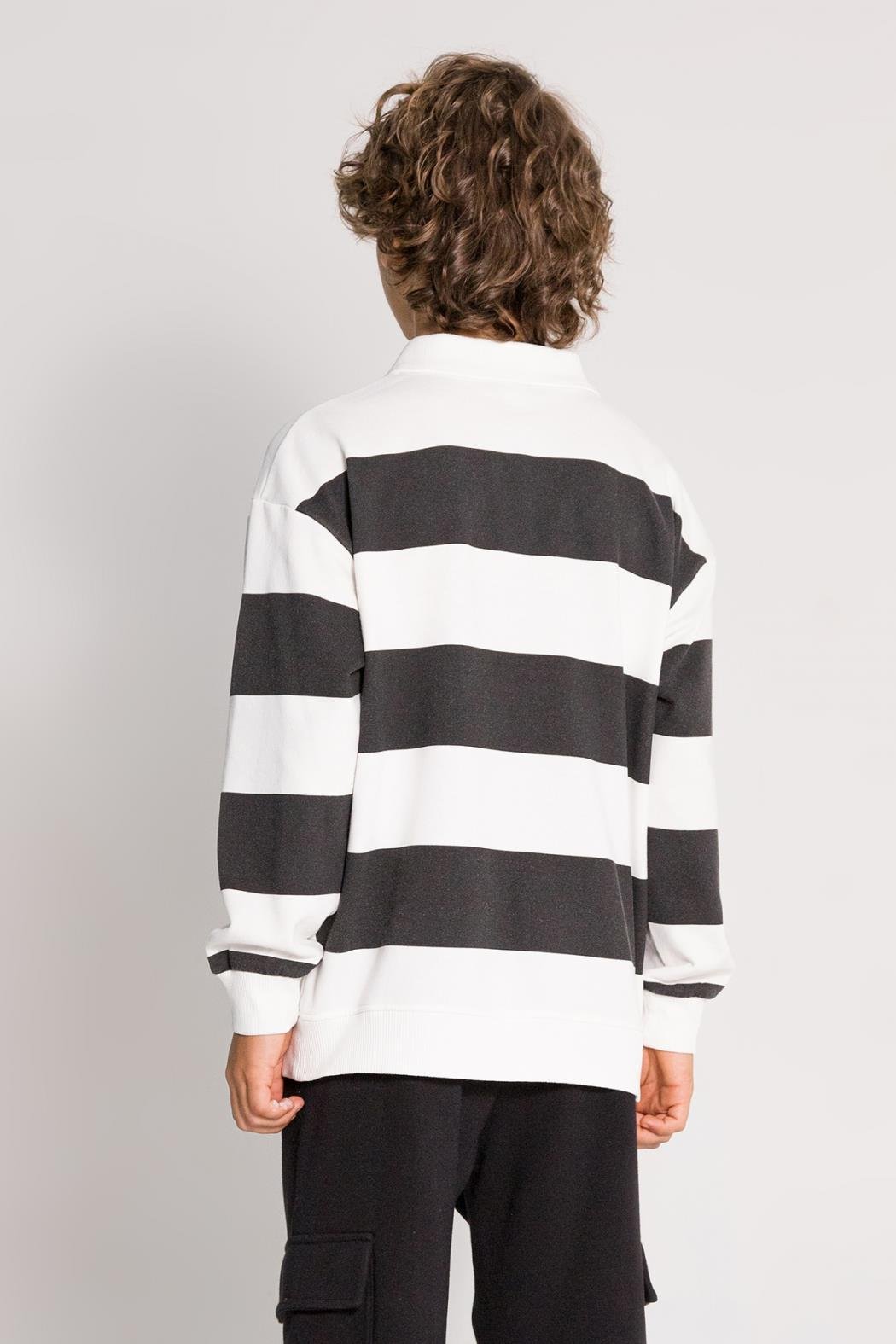 4062 COLLEGE CİZGİLİ SWEAT 9/14 ERK DMB SİYAH