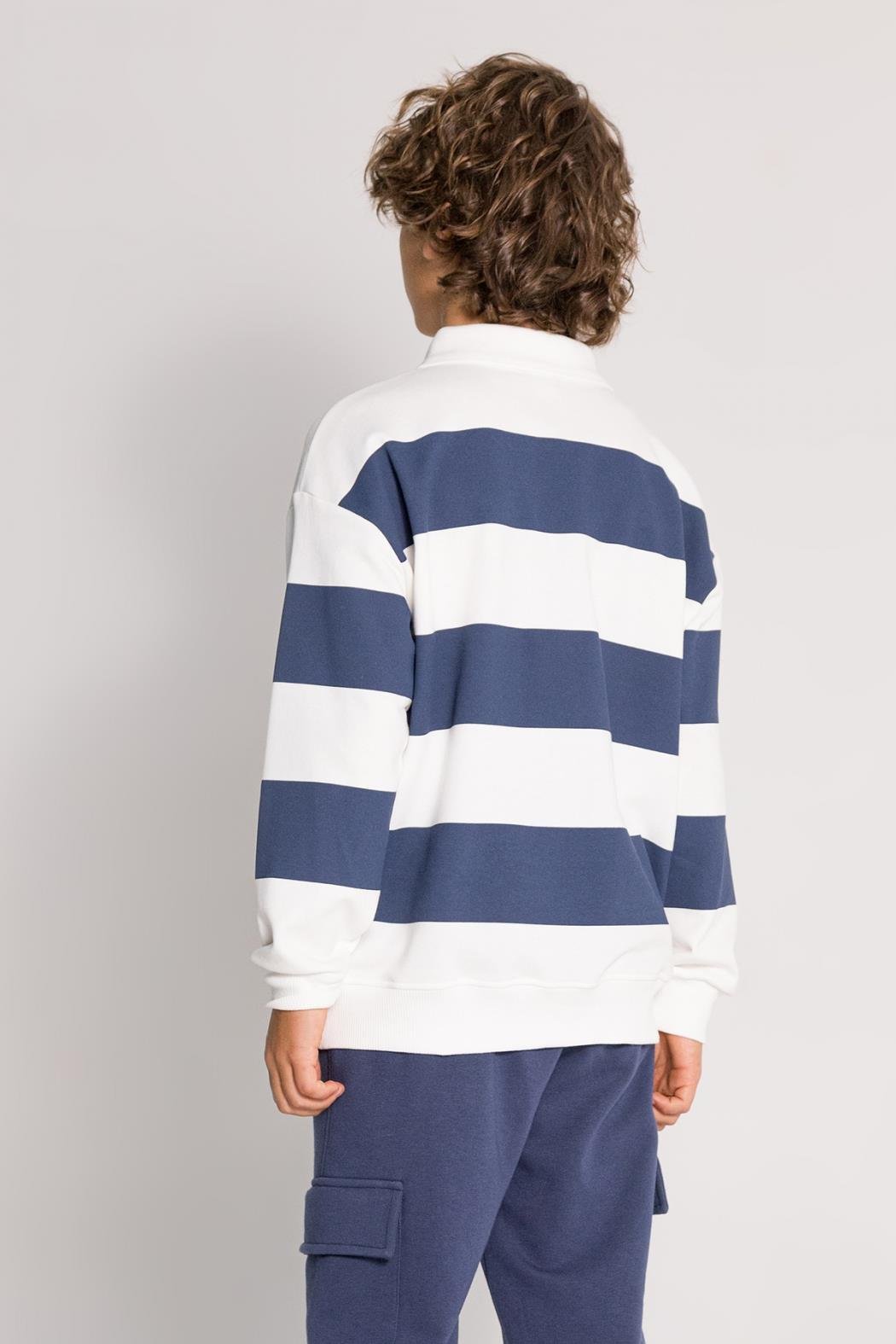 4062 COLLEGE CİZGİLİ SWEAT 9/14 ERK DMB LACİVERT