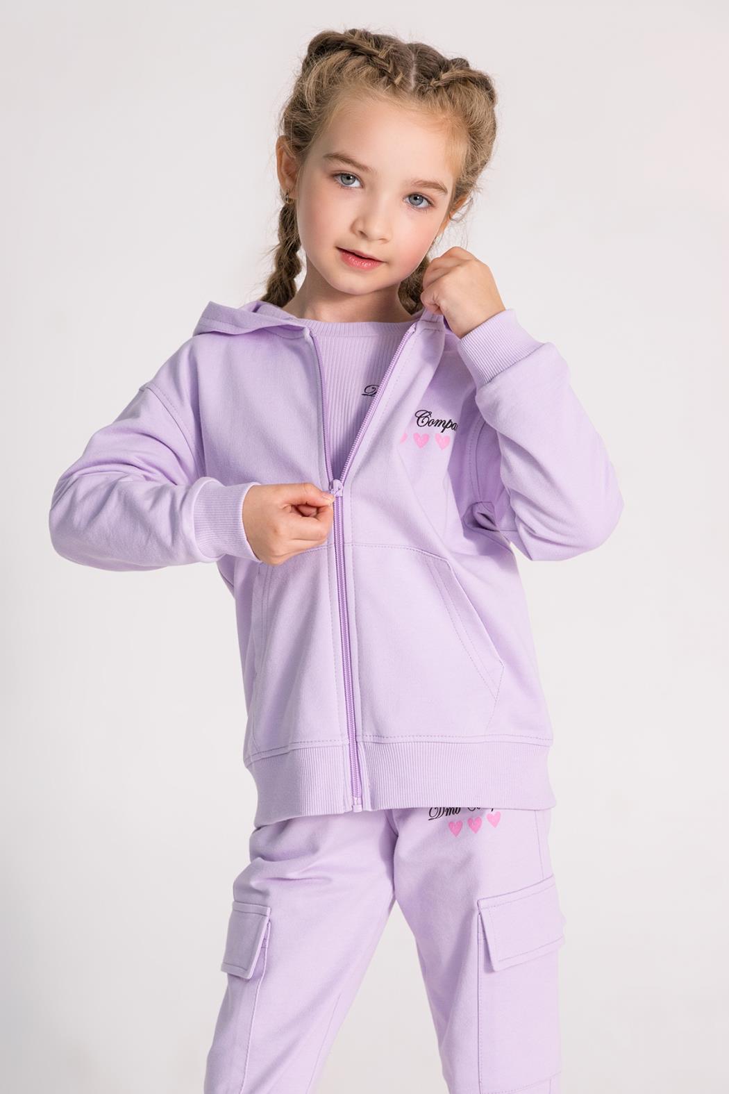 9578 FERMUARLI KAPÜŞONLU SWEAT 3/8 KIZ DMB LİLA