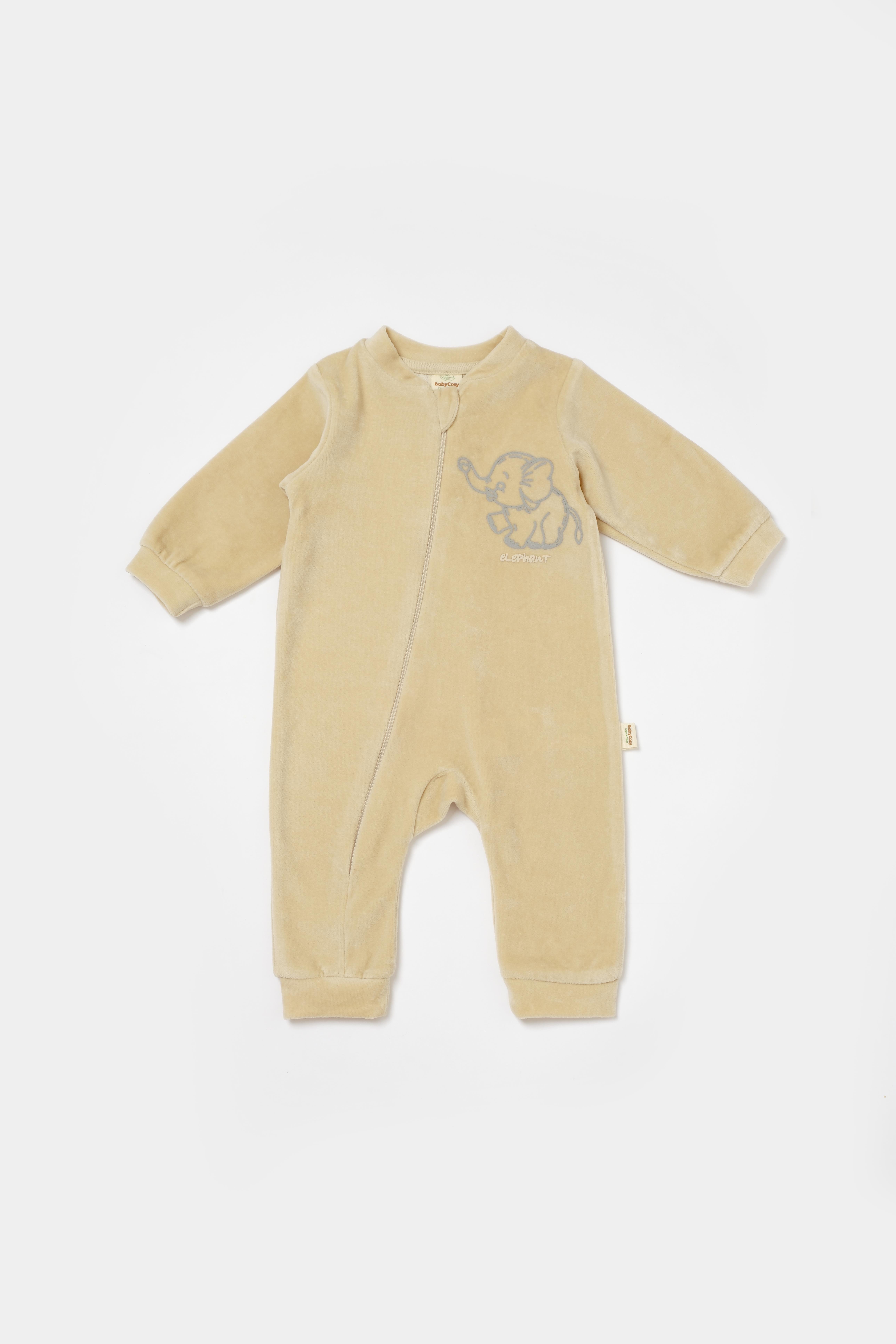 BabyCosy  Bebek Ayaksız Fermuarlı Tulum  3-24 Ay Bej