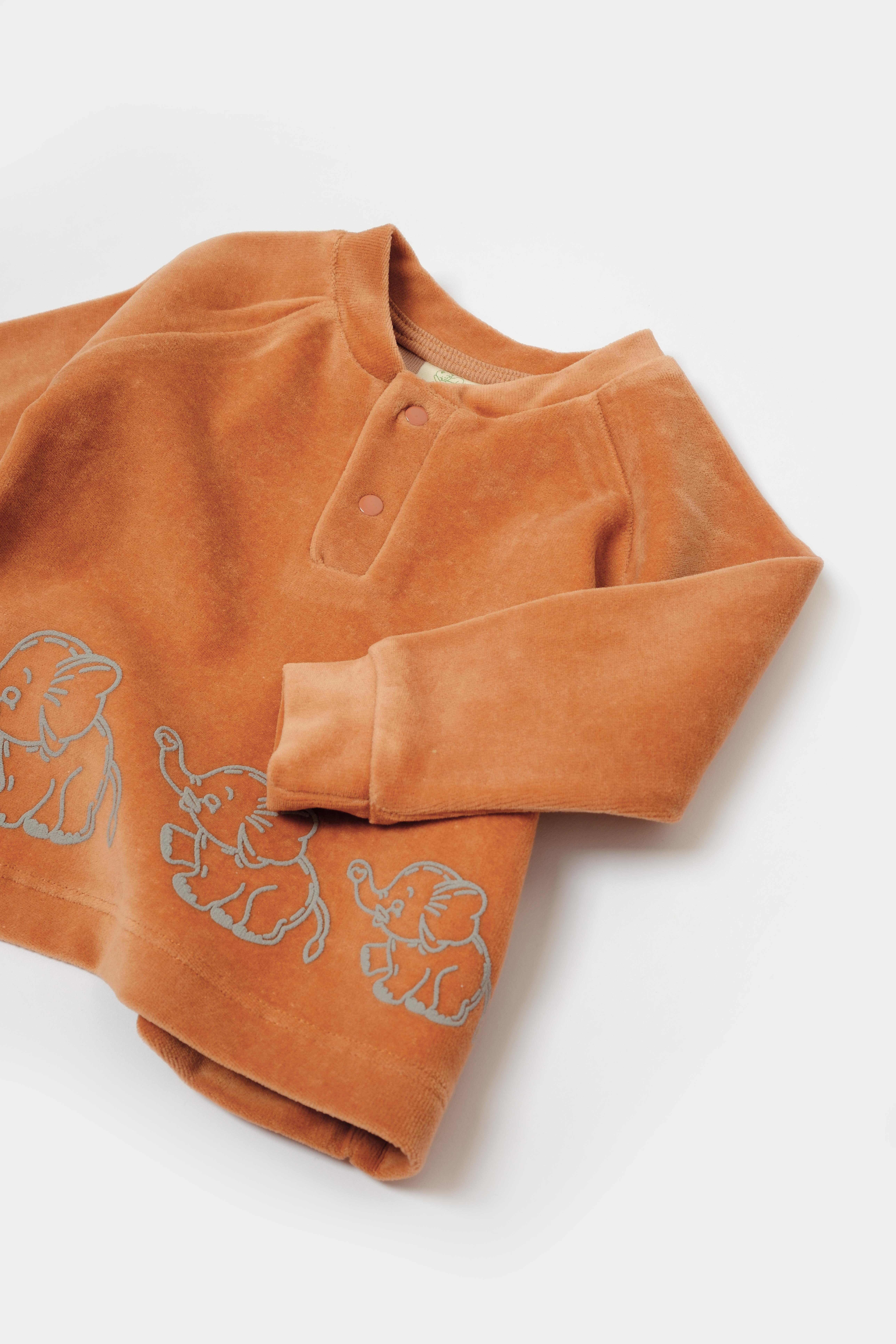 BabyCosy Bebek Kadife Takım  3-24 Ay Kiremit