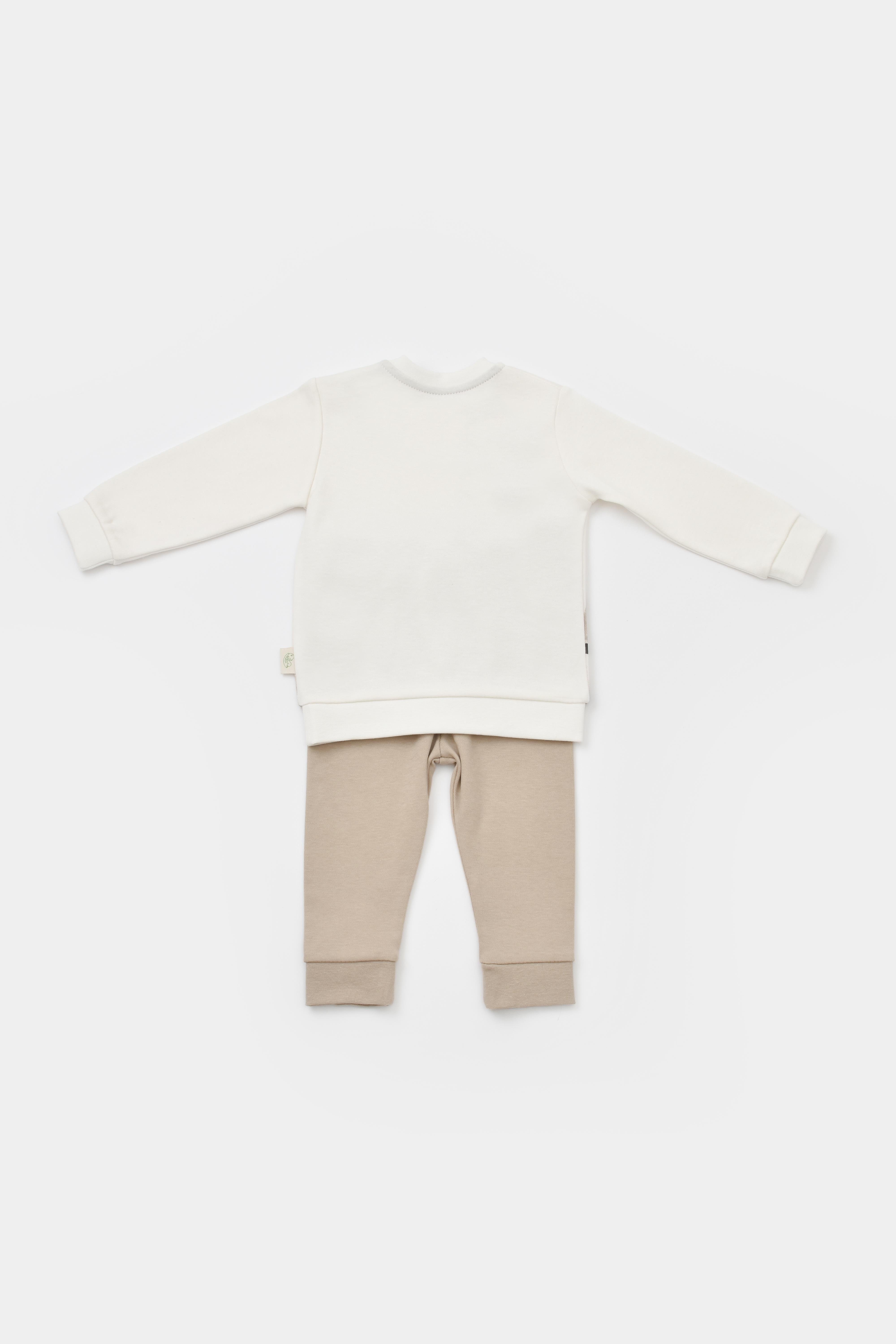 BabyCosy Erkek Bebek Baskılı Takım 3-24 Ay Ekru