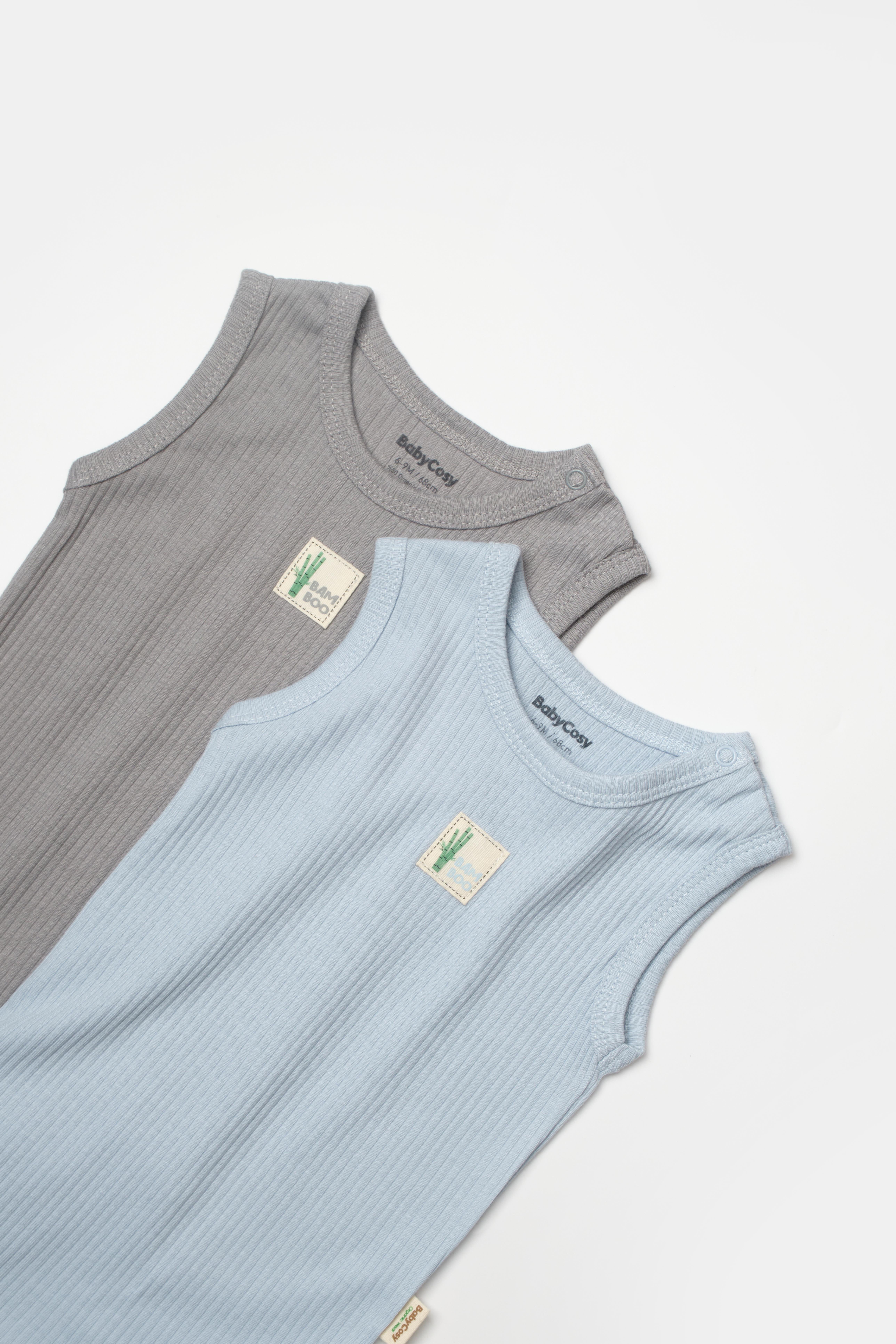 BabyCosy Erkek Bebek Çıtçıtlı 2'Li Atlet Badi 3-24 Ay Mavi