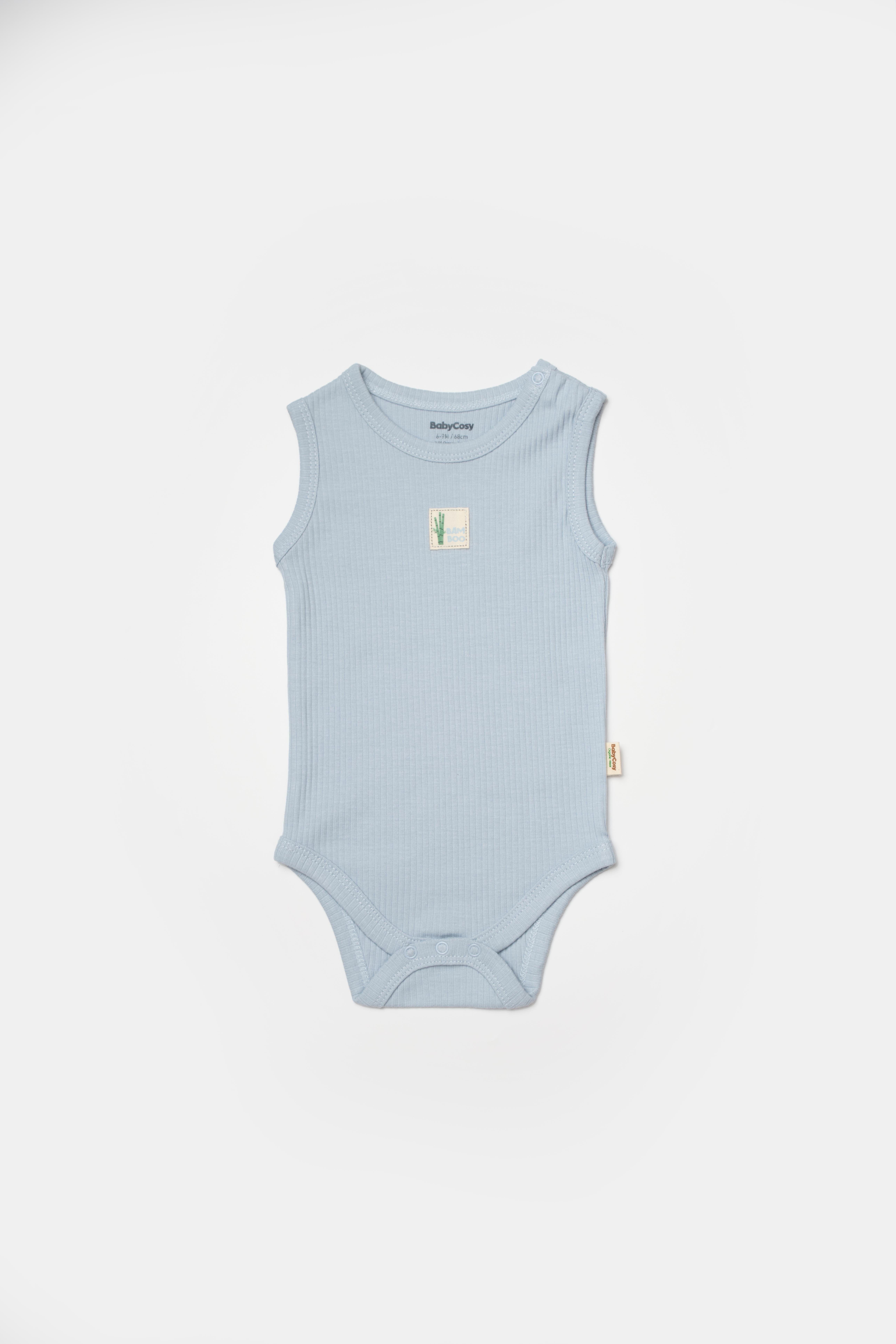 BabyCosy Erkek Bebek Çıtçıtlı 2'Li Atlet Badi 3-24 Ay Mavi