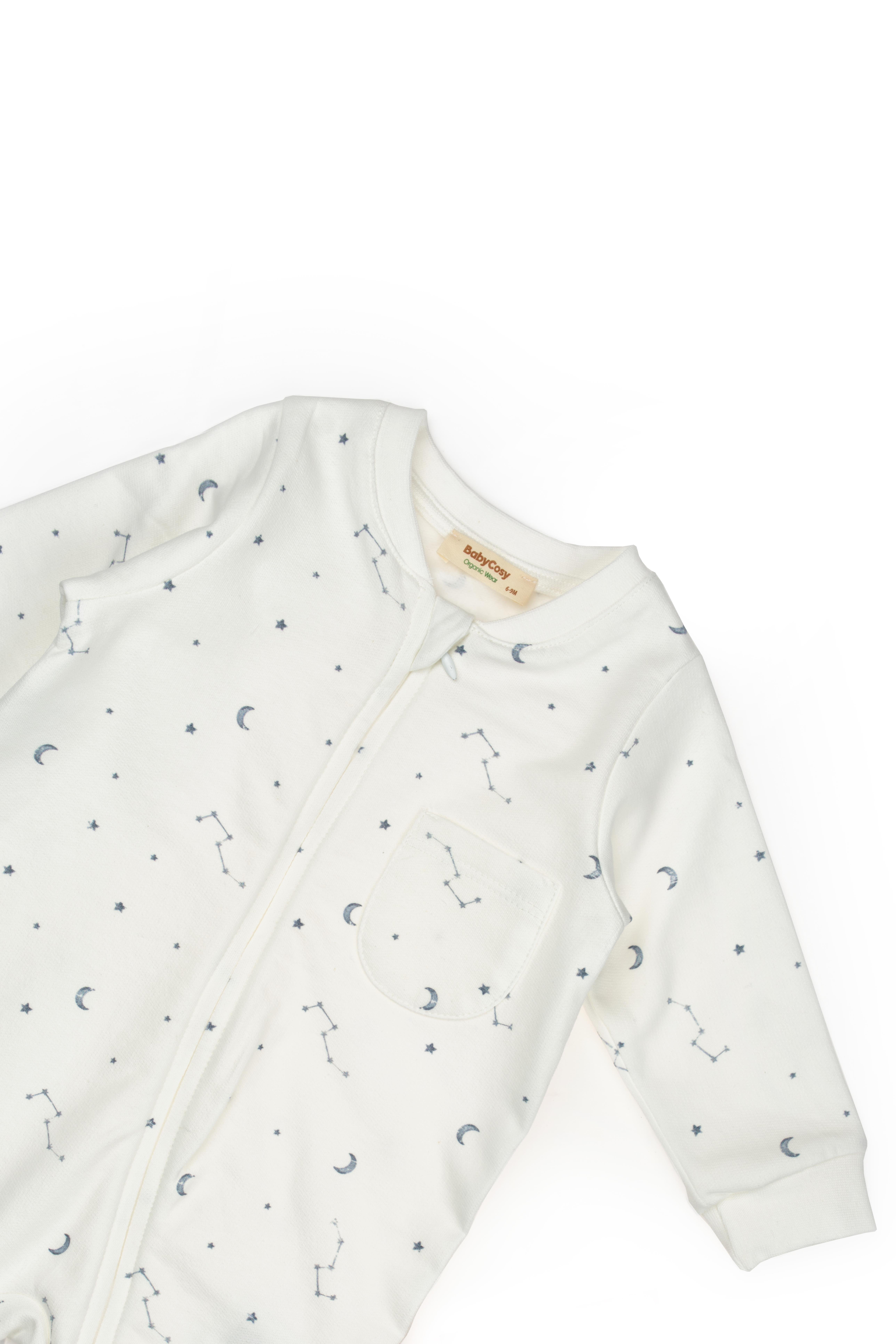 BabyCosy Erkek Bebek Fermuarlı Ayaksız Tulum  3-24 Ay Ekru