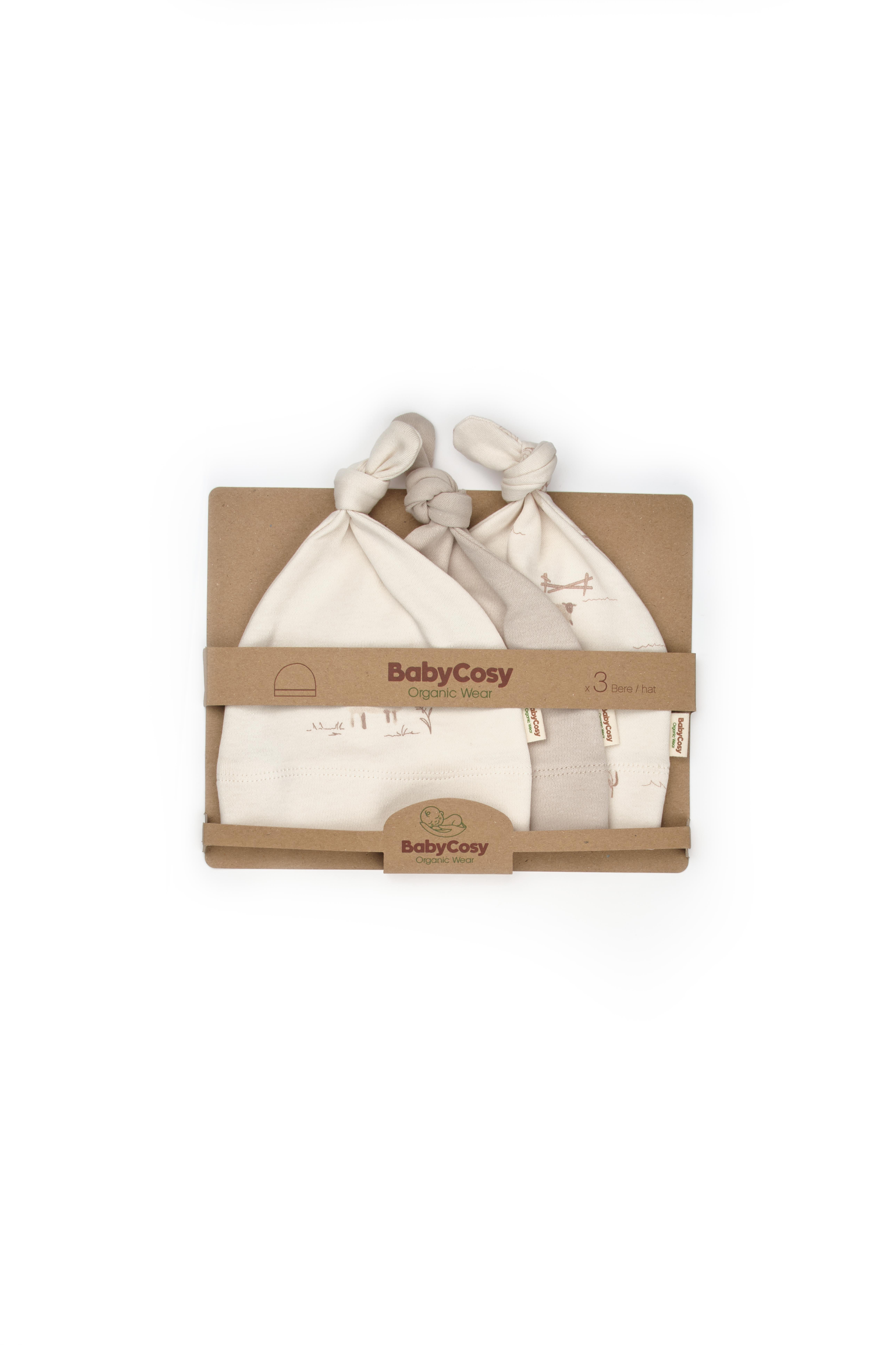 BabyCosy Erkek Bebek Penye Bere 3'Lü Bej