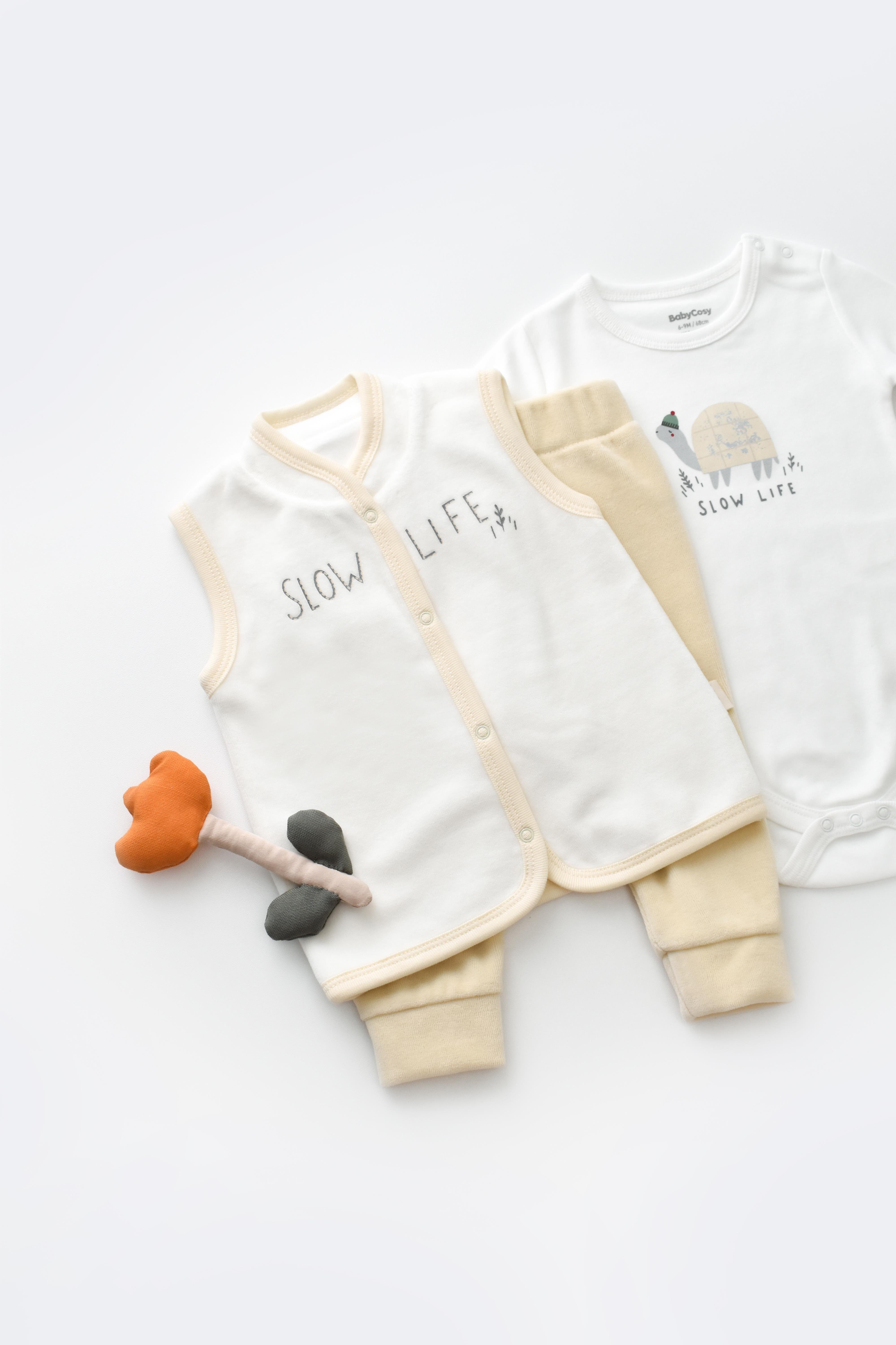 BabyCosy Kız Bebek 3'lü Takım 3-24 Ay Krem