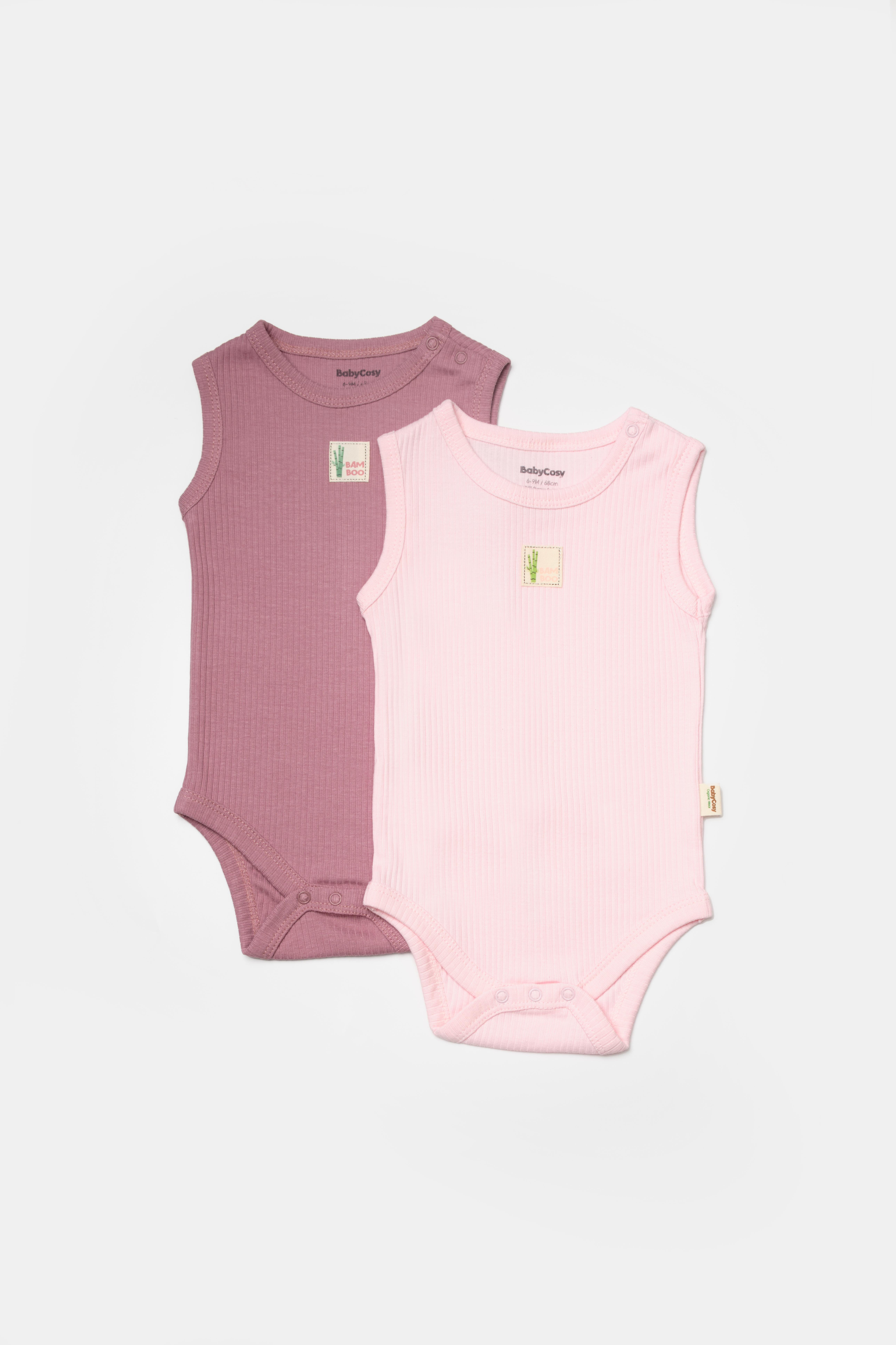 BabyCosy Kız Bebek Çıtçıtlı 2'Li Atlet Badi 3-24 Ay Pembe