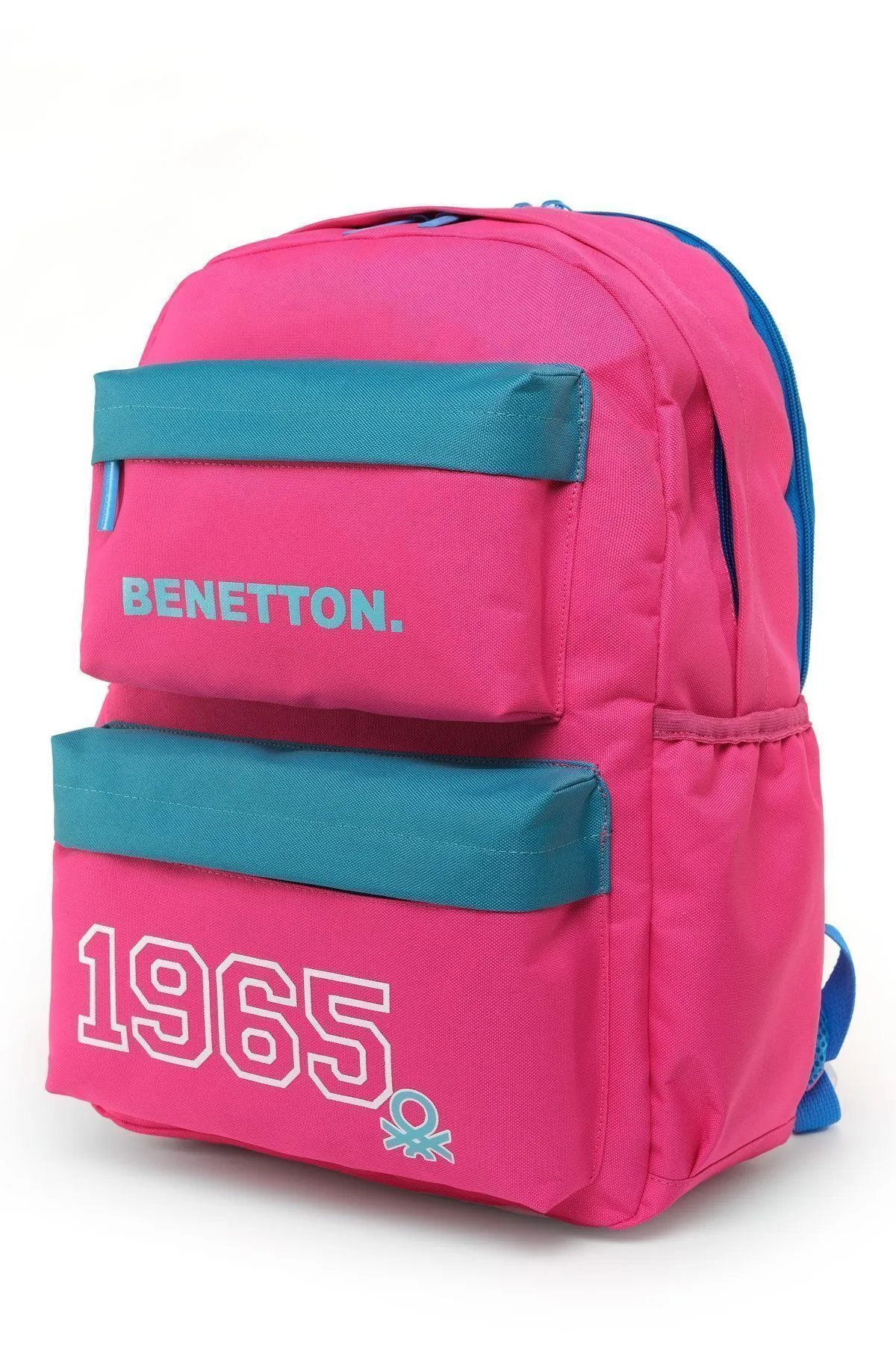 Benetton 1965 Çift Ön Cepli Kız Çocuk Sırt Çantası Fuşya