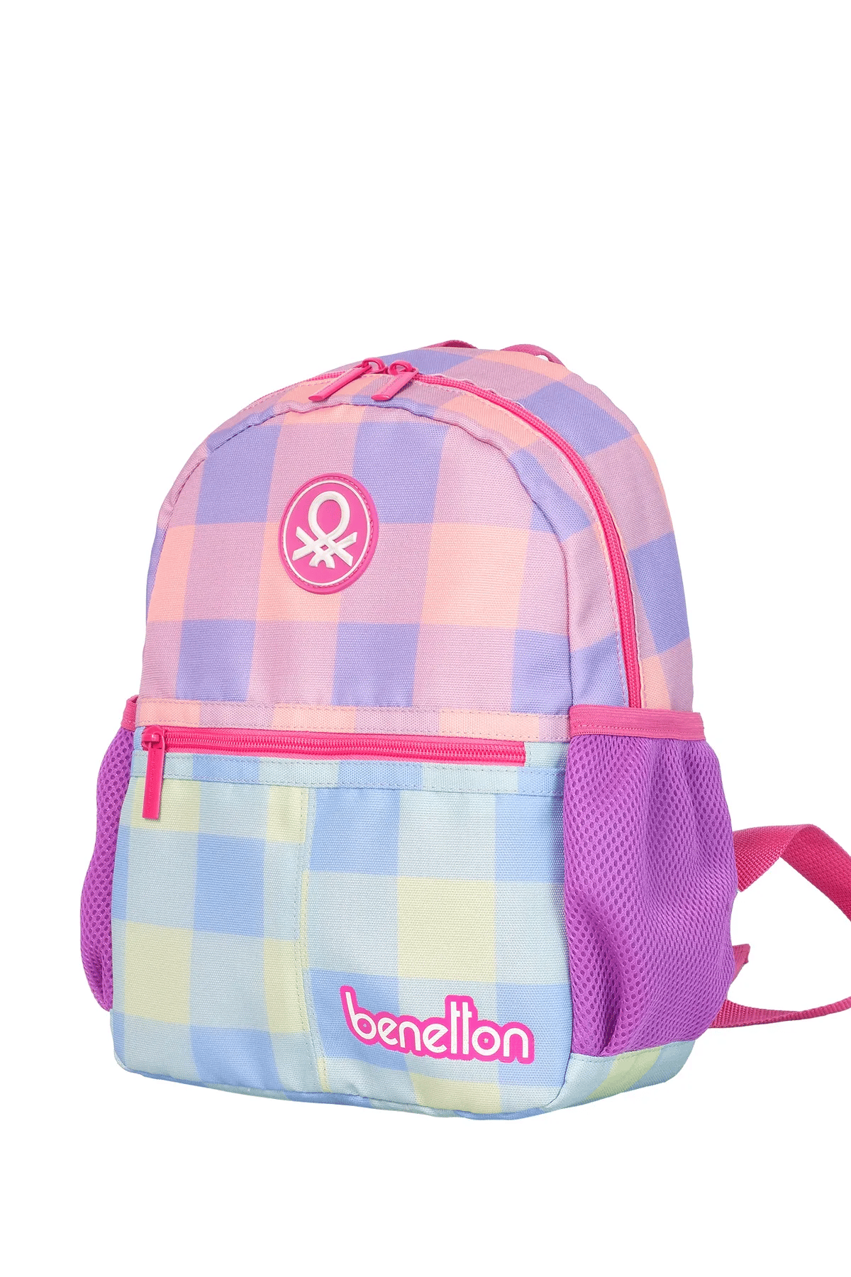 Benetton Ekose Desen Kız Çocuk Anaokul Çantası Mor