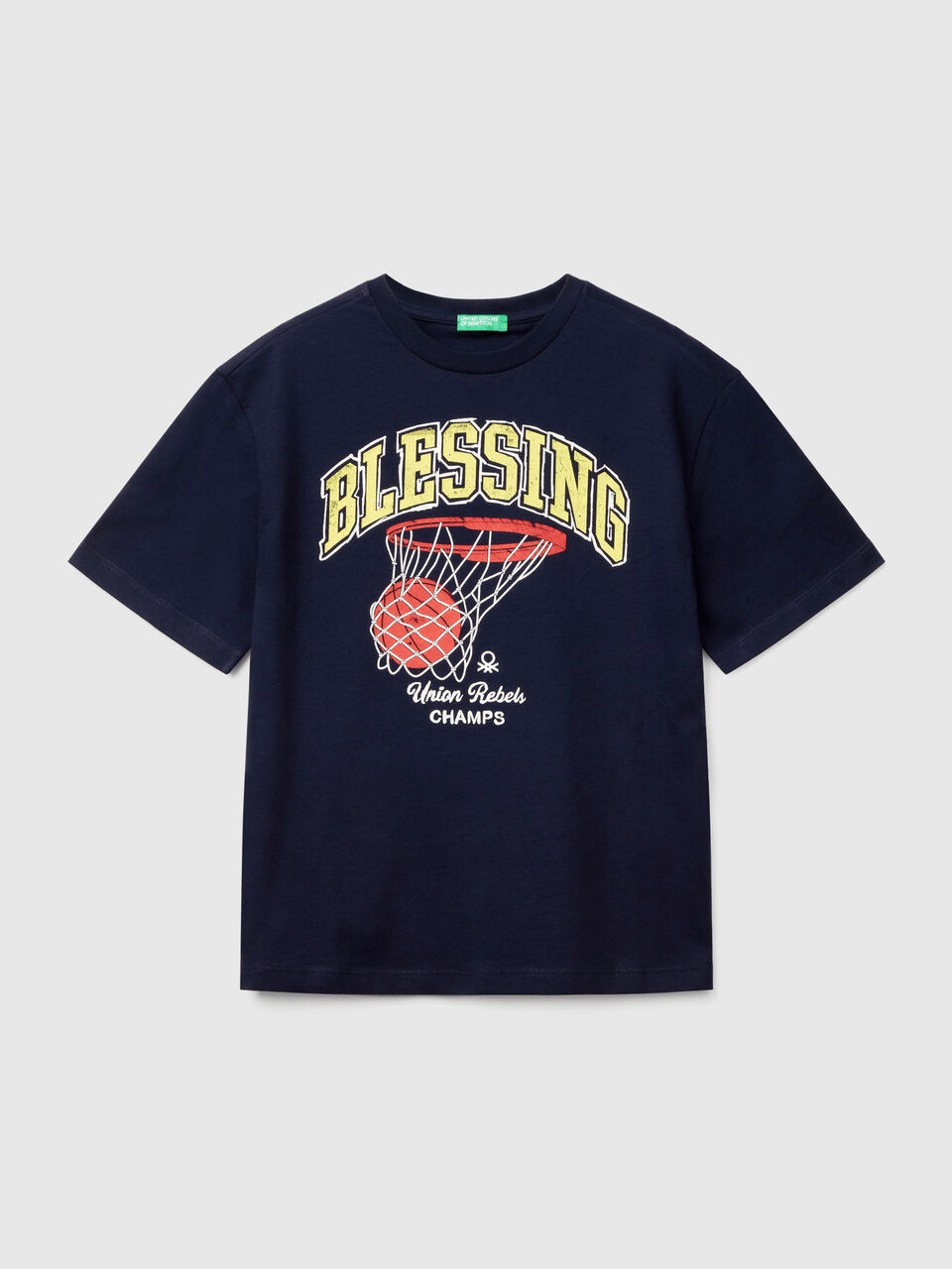 Benetton Erkek Çocuk Basketbol Baskılı Tshirt 6-14 Yaş Lacivert