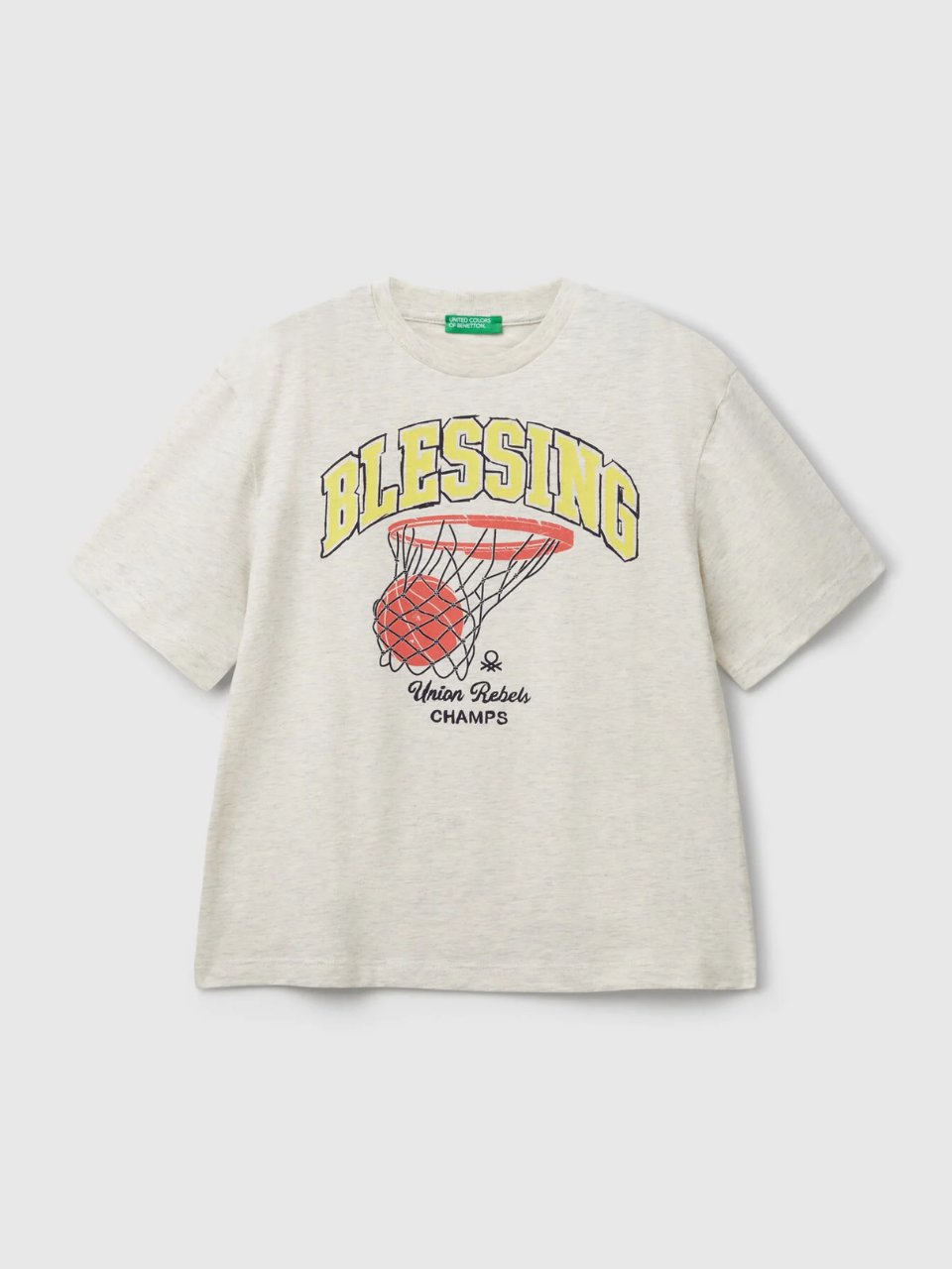 Benetton Erkek Çocuk Basketbol Baskılı Tshirt 6-14 Yaş Gri
