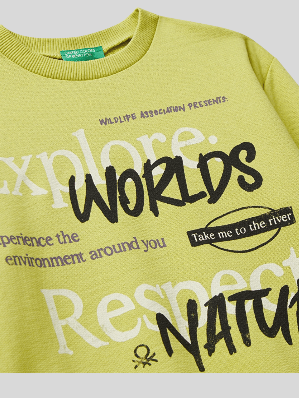 Benetton Erkek Çocuk Baskılı Sweatshirt 6-14 Yaş HARDAL