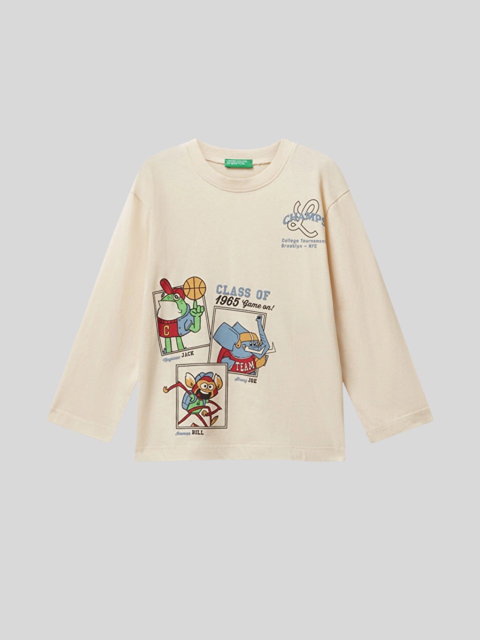 Benetton Erkek Çocuk Baskılı Sweatshirt 1-6 Yaş Ekru