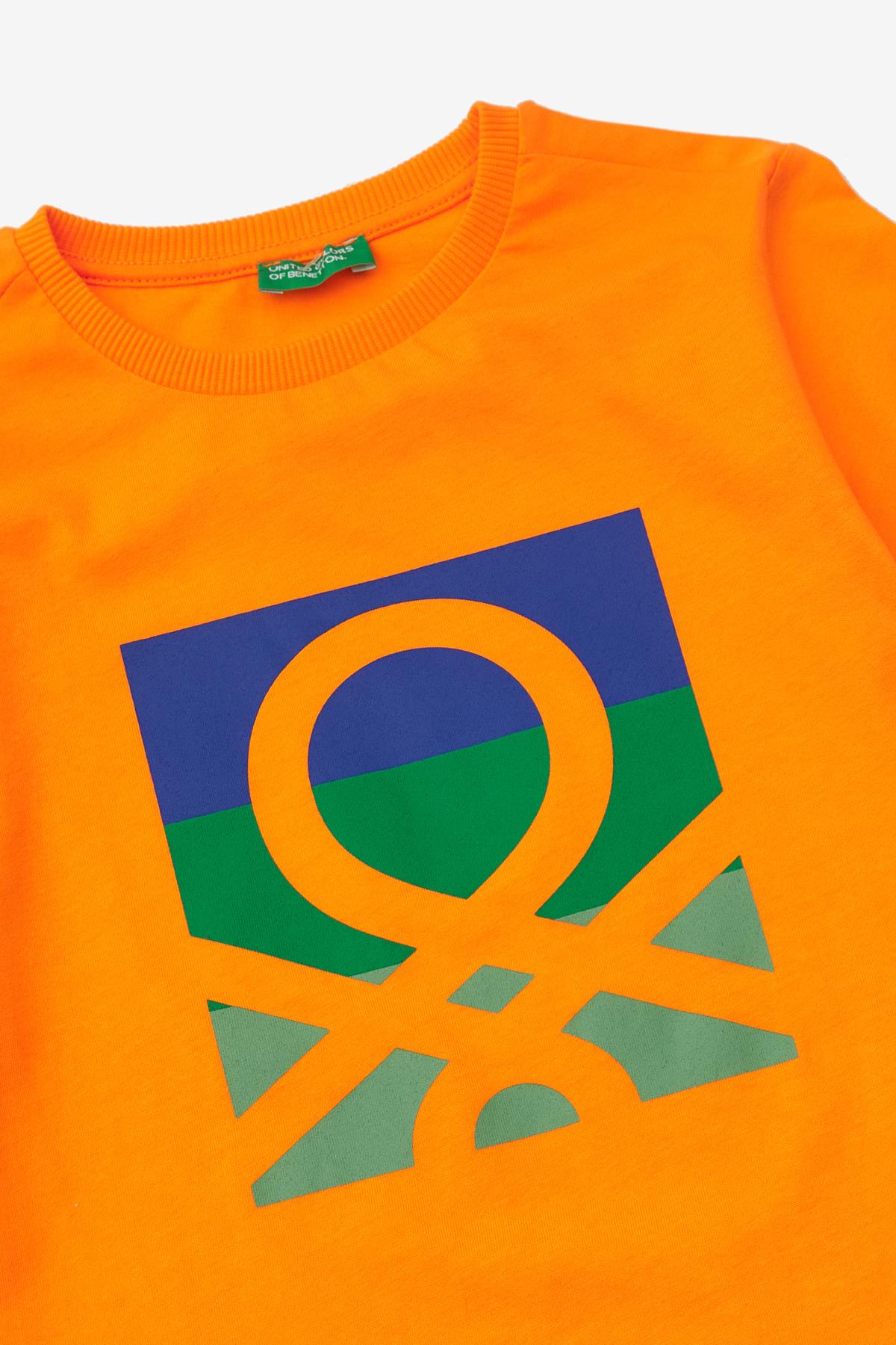 Benetton Erkek Çocuk Baskılı Sweatshirt 4-14 Yaş TURUNCU