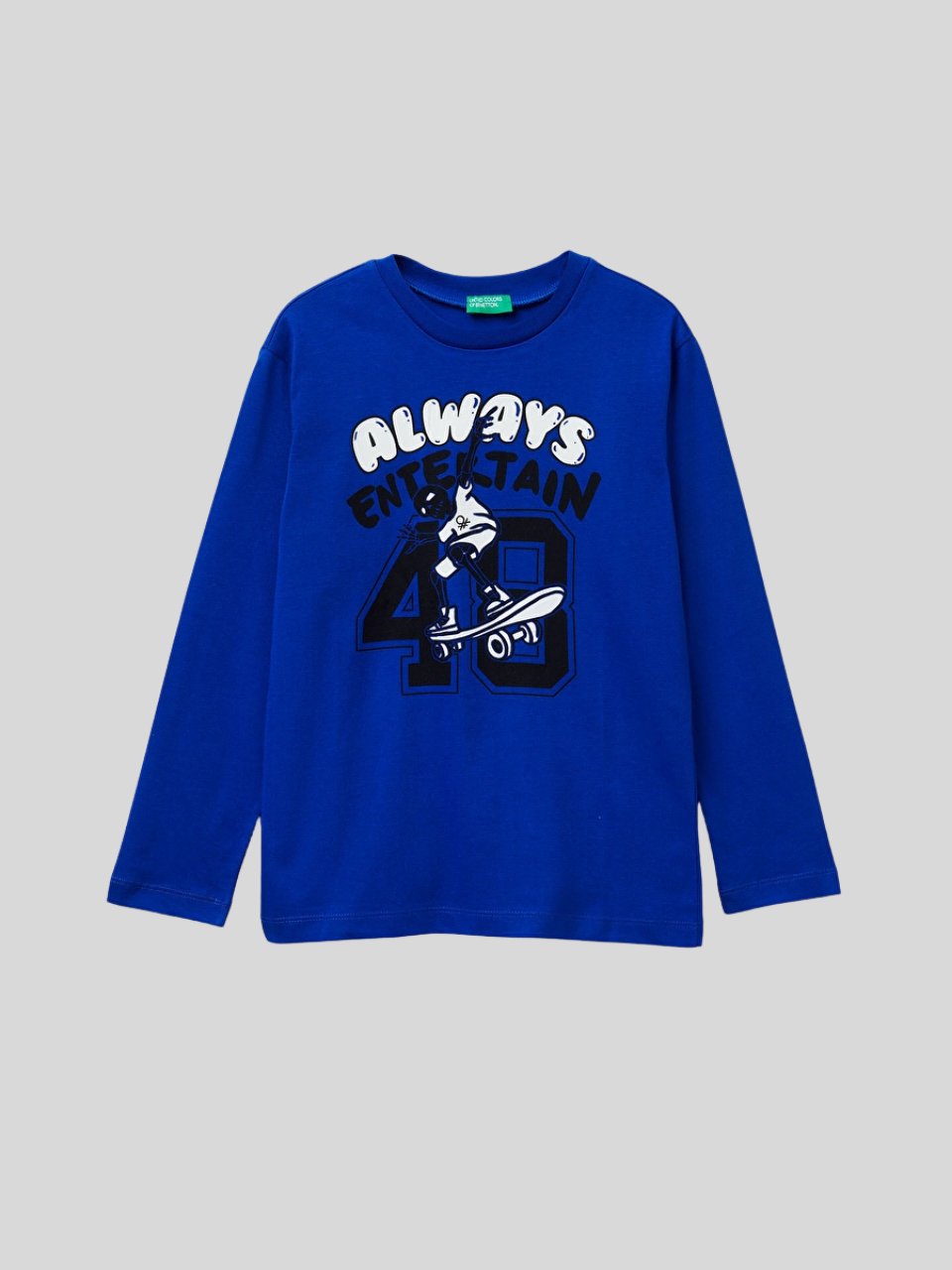 Benetton Erkek Çocuk Baskılı Sweatshirt 6-14 Yaş Mavi