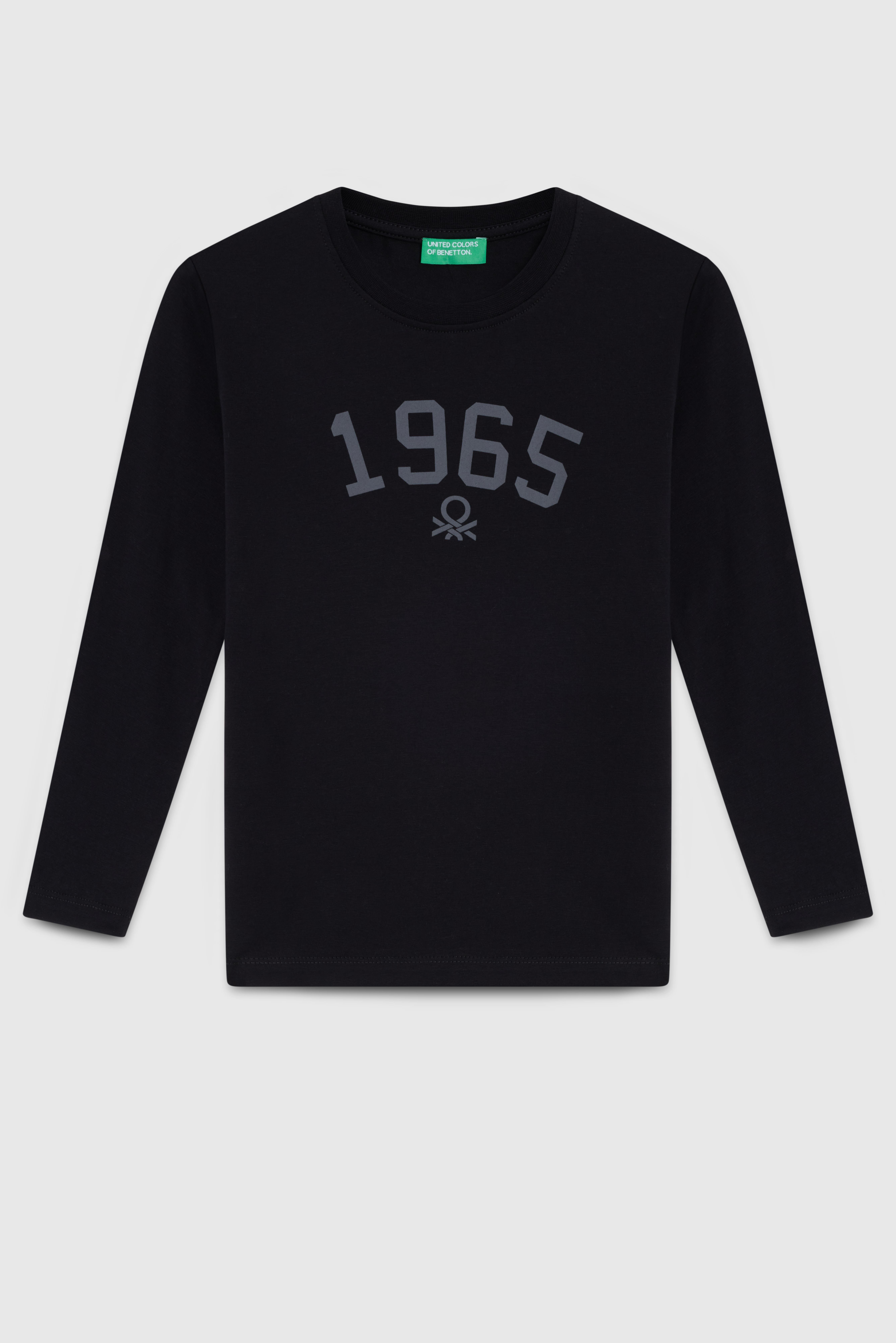 Benetton Erkek Çocuk Baskılı Sweatshirt 4-14 Yaş Siyah
