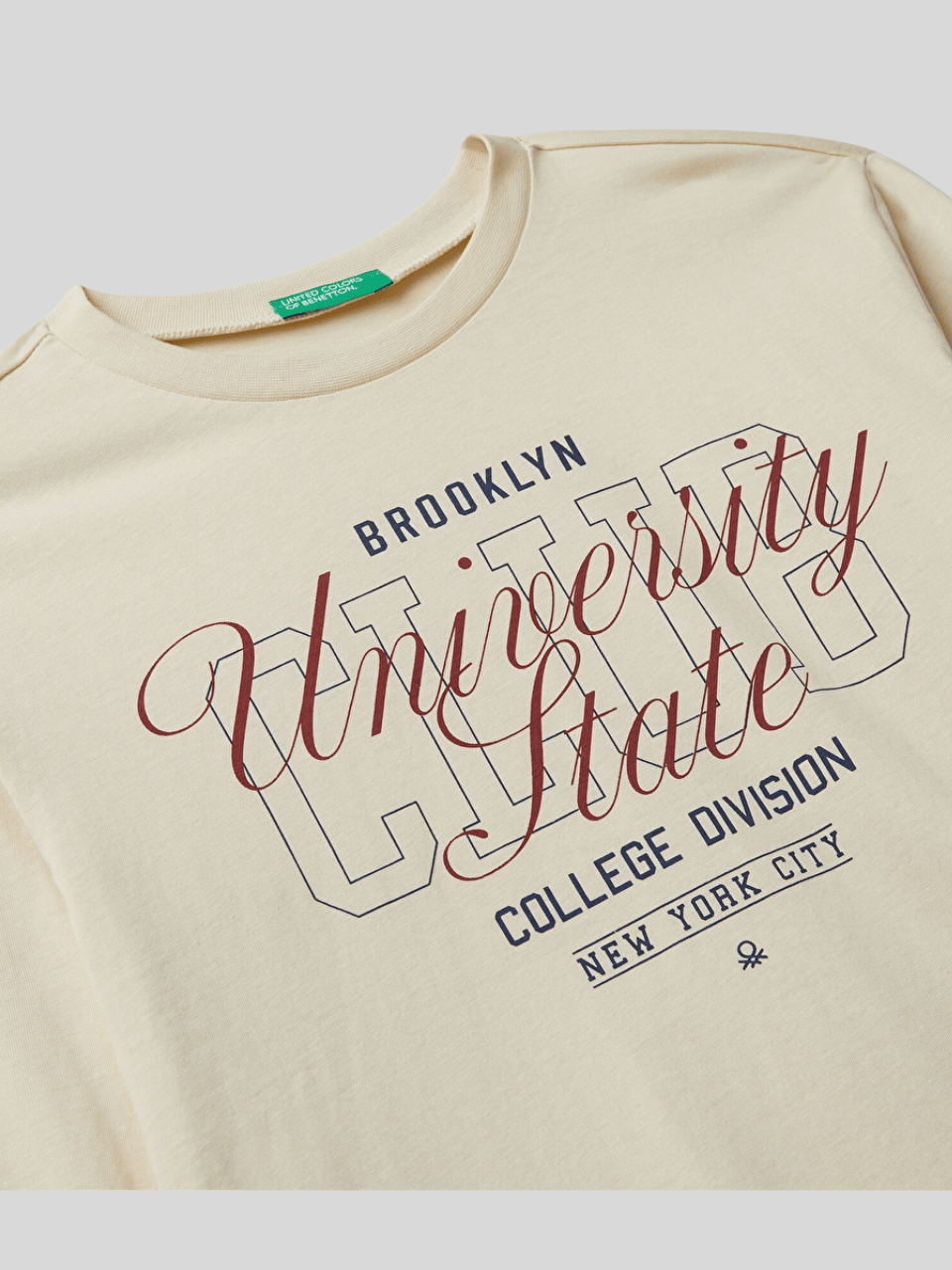 Benetton Erkek Çocuk Baskılı Sweatshirt 6-14 Yaş Krem