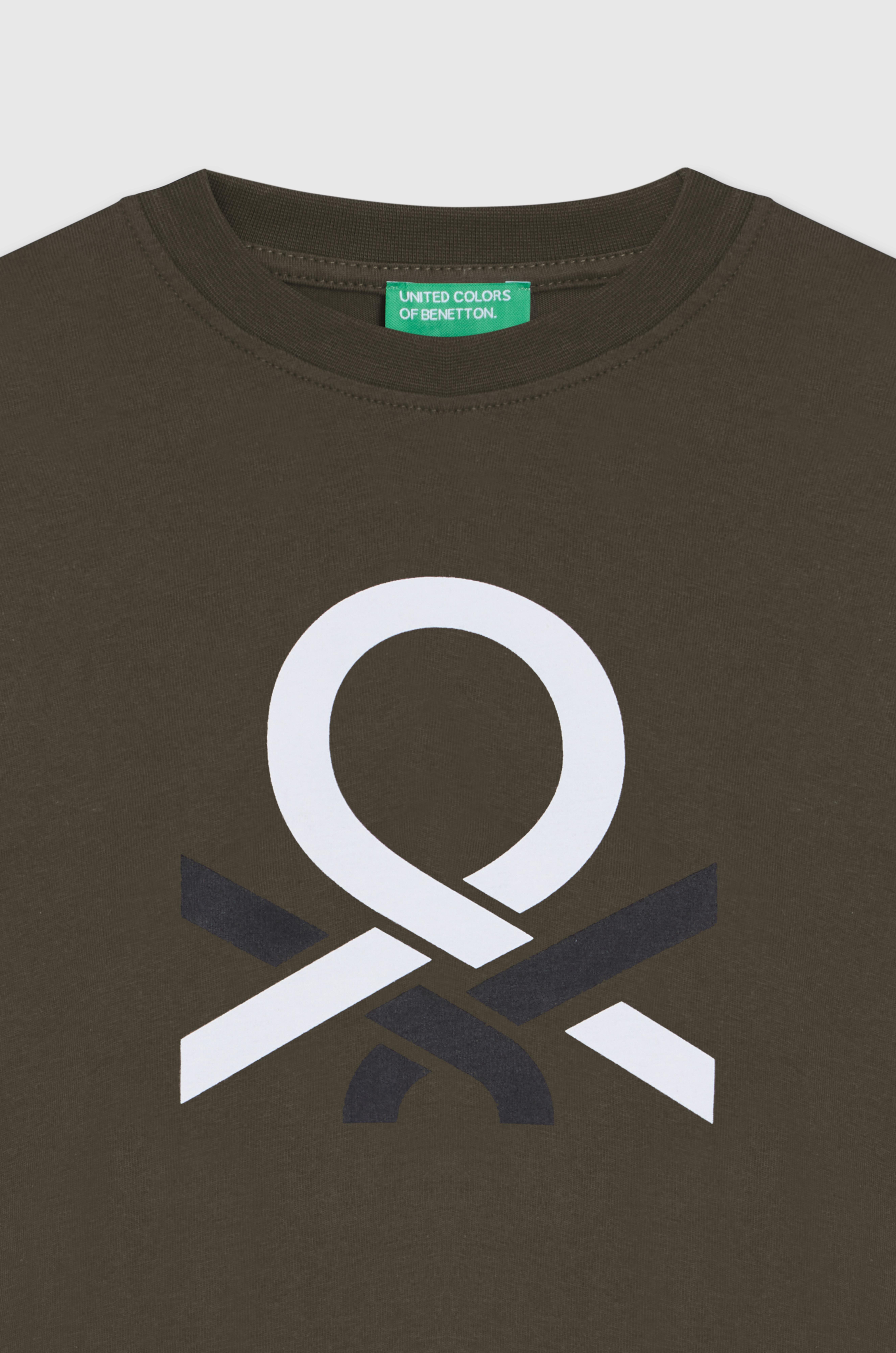 Benetton Erkek Çocuk Baskılı Sweatshirt 6-14 Yaş Haki