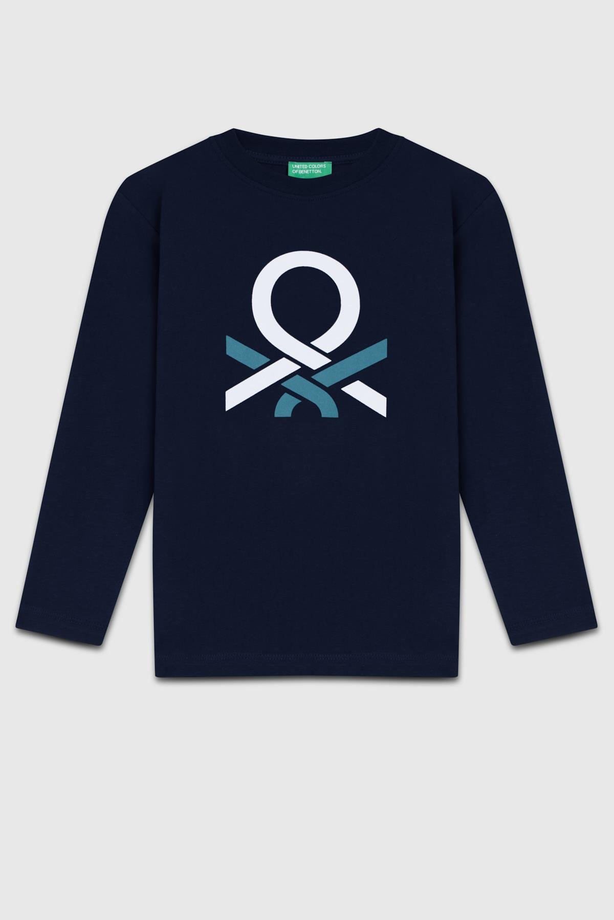 Benetton Erkek Çocuk Baskılı Sweatshirt 6-14 Yaş Lacivert