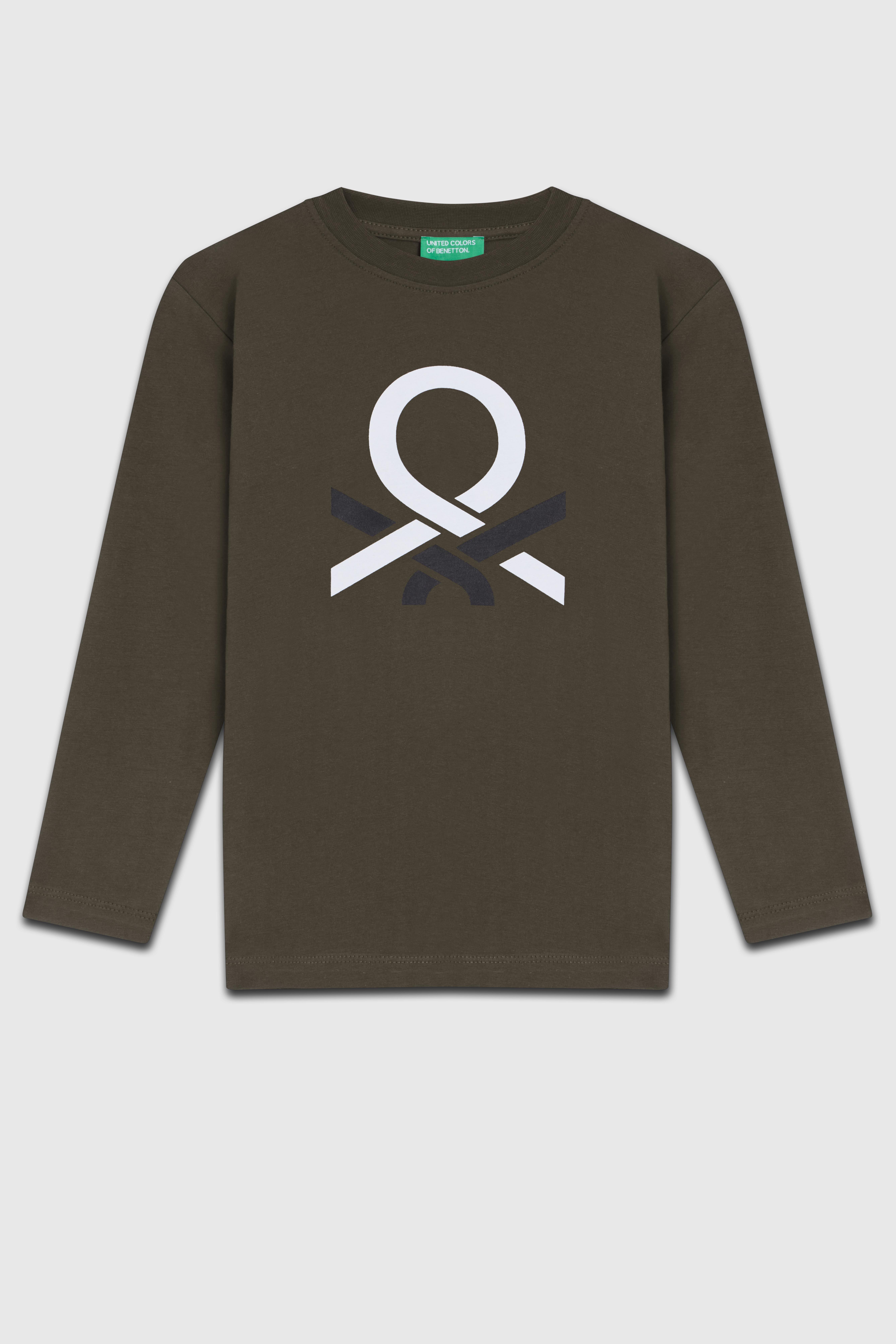 Benetton Erkek Çocuk Baskılı Sweatshirt 6-14 Yaş Haki